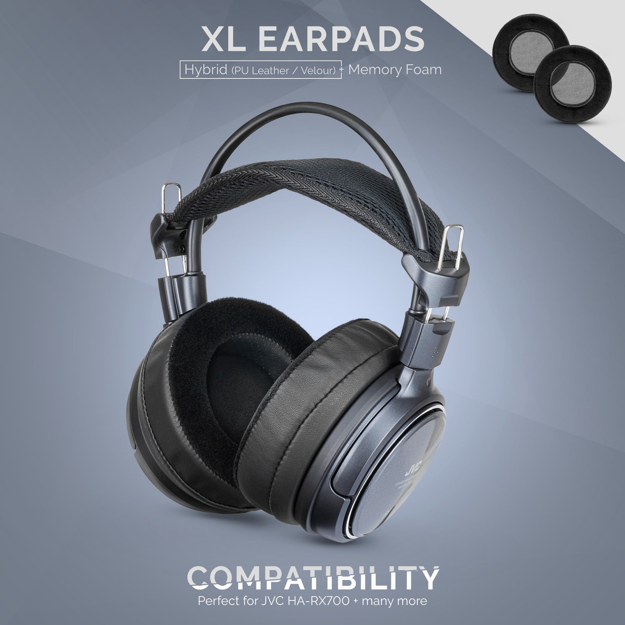 Headphone Memory Foam Earpads - XL Size - Hybrid