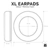 Headphone Memory Foam Earpads - XL Size - Velour