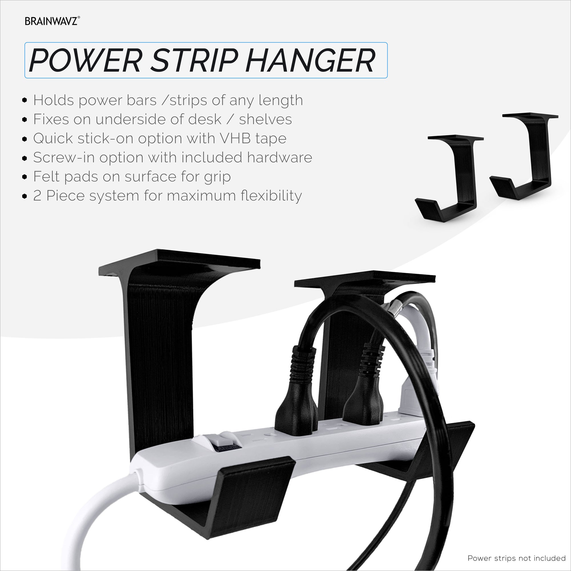 حامل تركيب شريط الطاقة أسفل المكتب ، لاصق ومسمار ، متوافق مع Belkin و GE وأشرطة الطاقة الأخرى والموصلات والمحولات