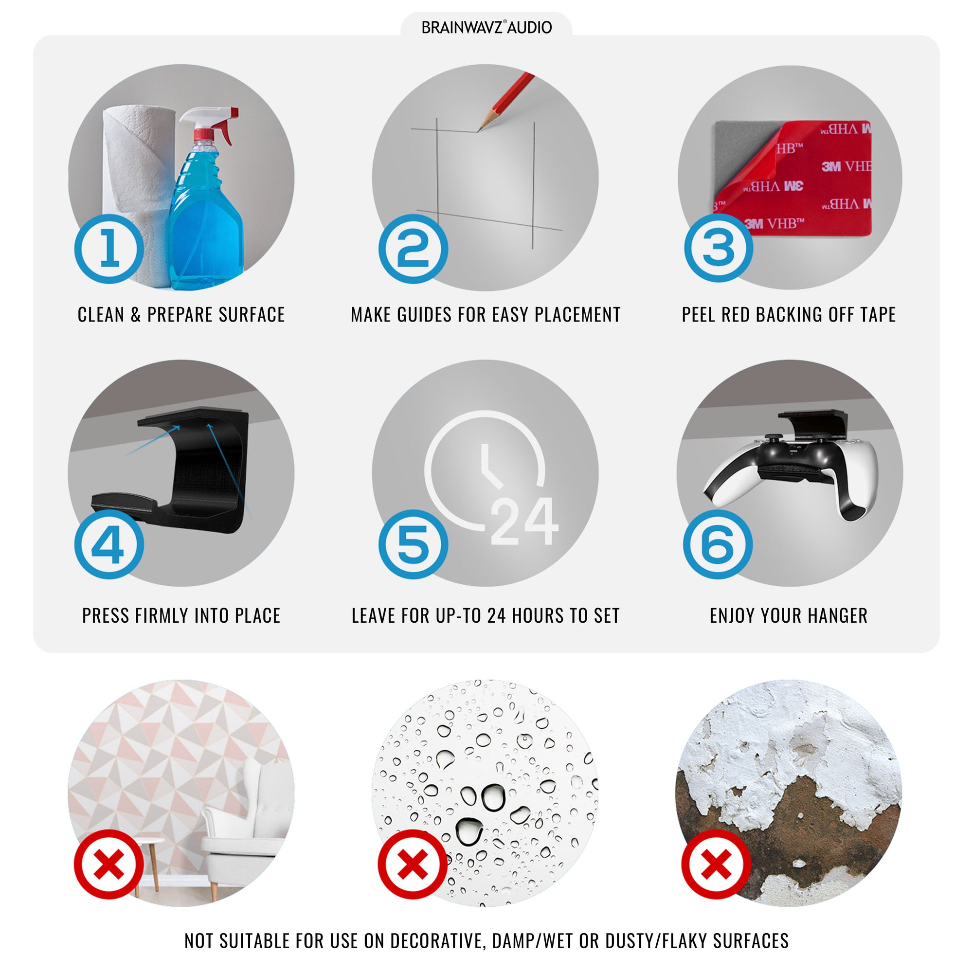 حامل وحدة تحكم لعبة PlayStation PS5 تحت سطح المكتب - سهل التركيب ، بدون براغي أو فوضى