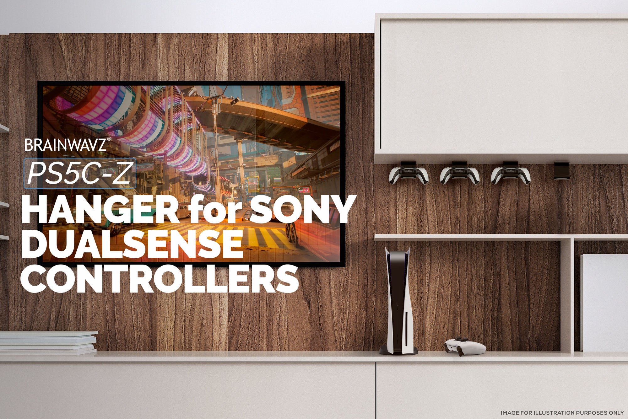 حامل وحدة تحكم لعبة PlayStation PS5 تحت سطح المكتب - سهل التركيب ، بدون براغي أو فوضى