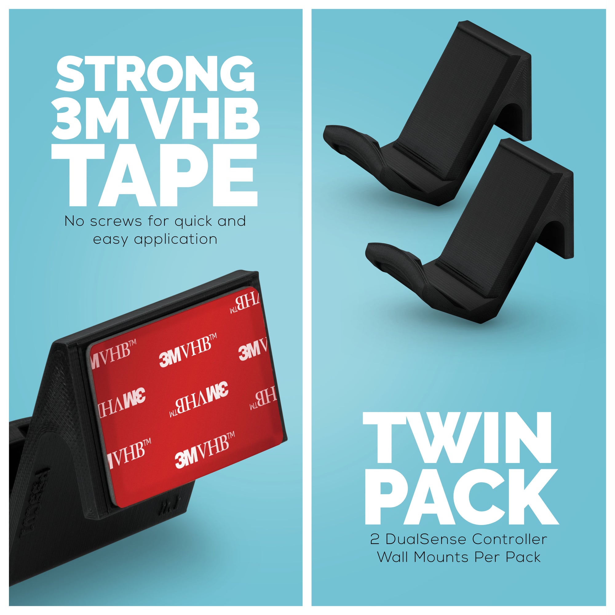 PlayStation PS5 (2 Pack) spilcontroller Vægmonteringsholder - specialdesignet, selvklæbende bøjle, nem at installere