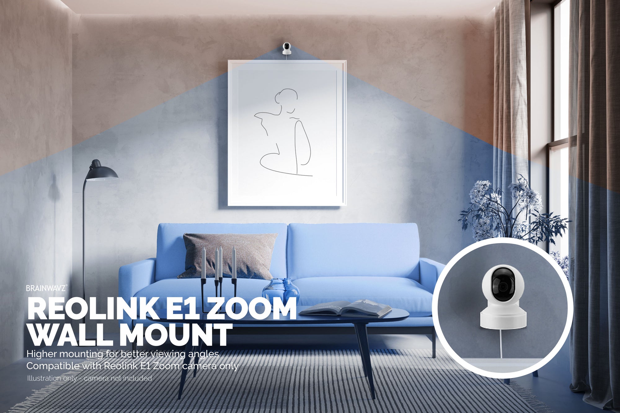 Wall Mount for Reolink E1 Zoom Security Camera - Easy to Install Adhesive, No Tools Needed, No Mess, No Drilling, Strong Adhesive Holder