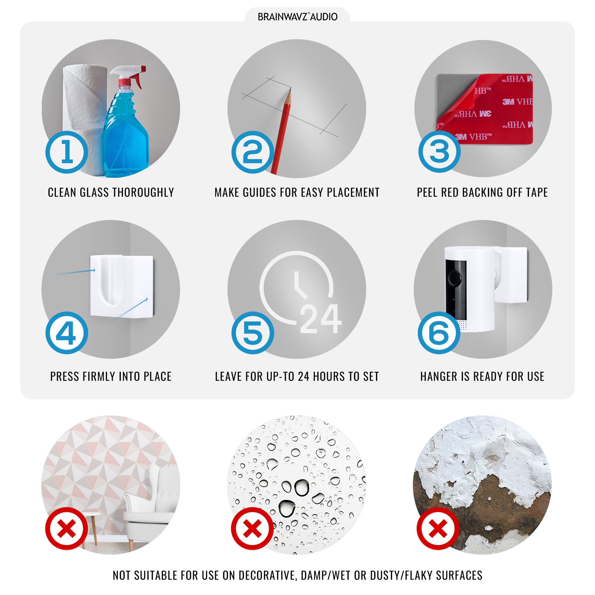 حامل حائط زاوية للحلقة الداخلية (عبوتان) كاميرا أمان - حامل لاصق ، بدون حامل متاعب ، شريط قوي 2M VHB ، بدون براغي ، تثبيت بدون فوضى