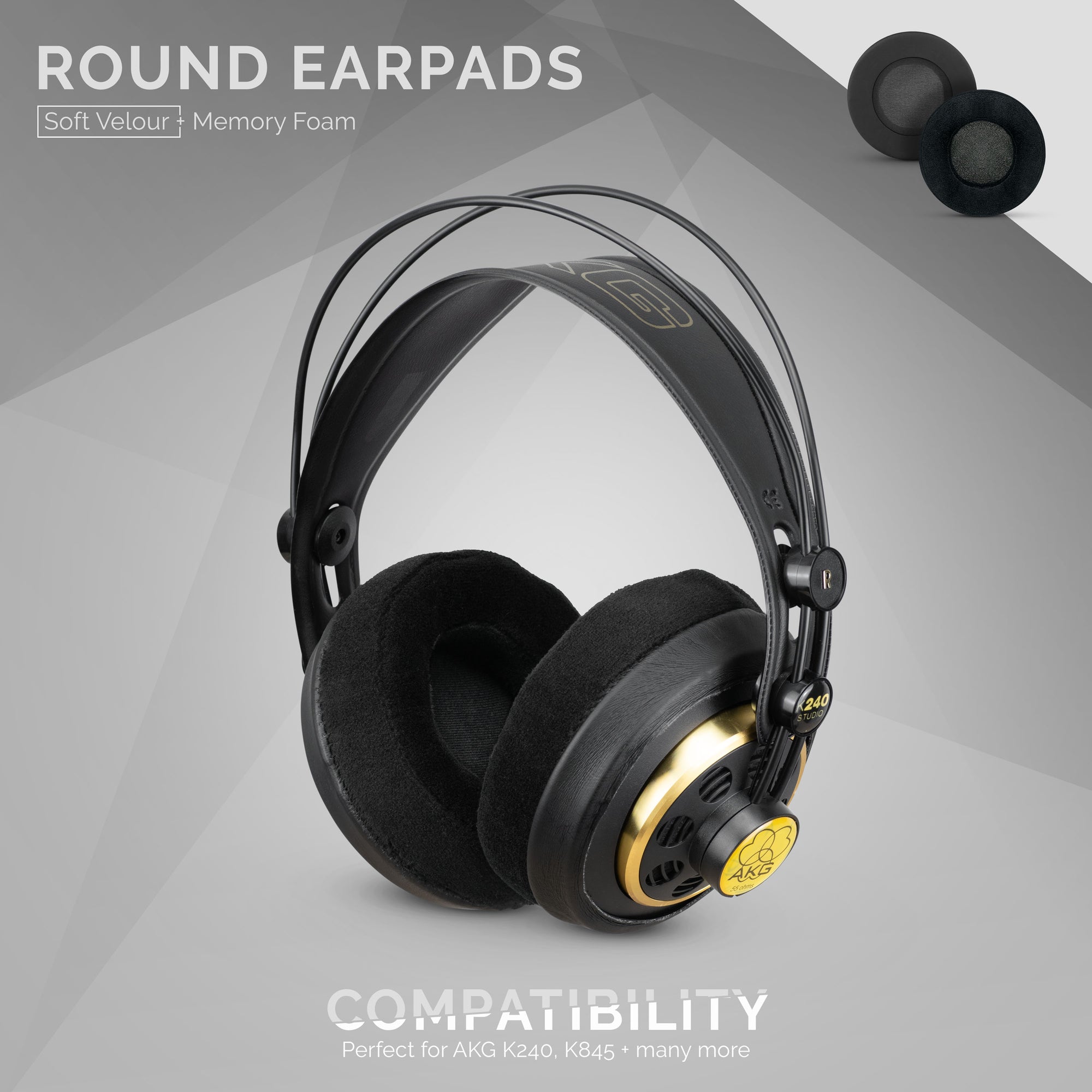 Hovedtelefoner Memory Foam Ørepuder - Runde - Velour