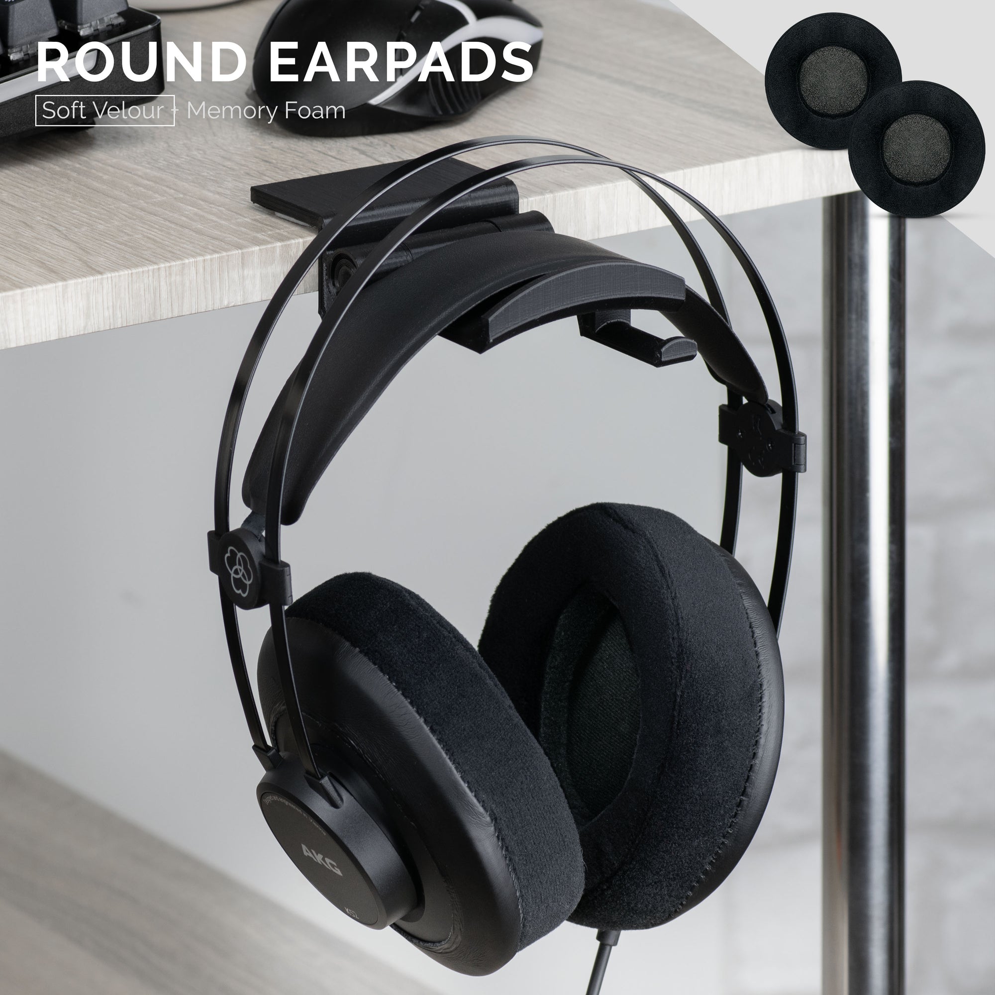 Hovedtelefoner Memory Foam Ørepuder - Runde - Velour