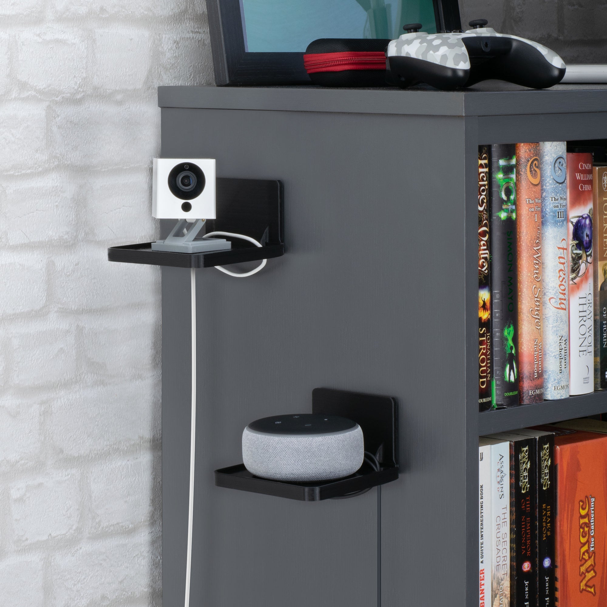 Adhesive Floating Small Shelf (160) Wall Mounted with Cable Management - Easy To Install, No Mess