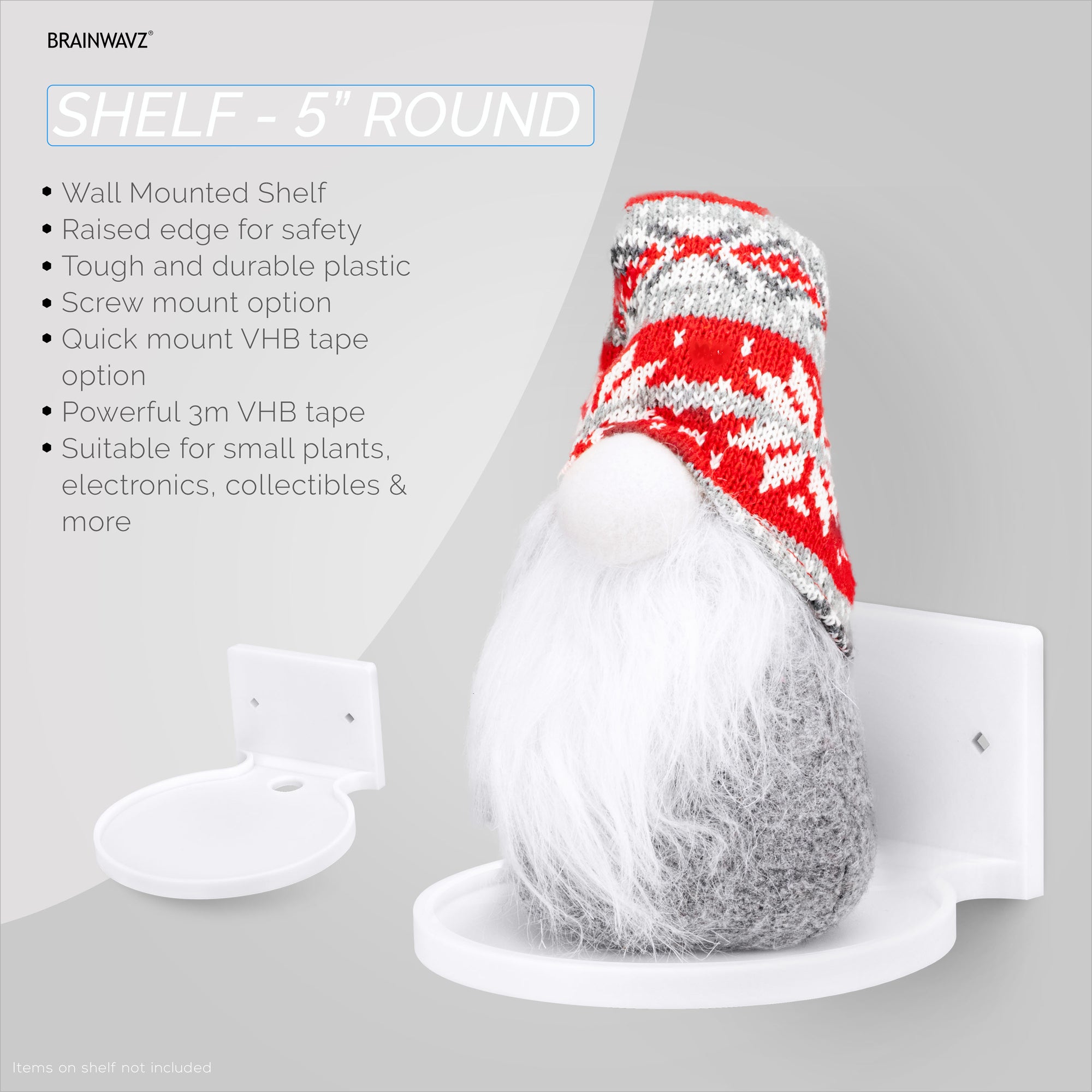 رف عائم دائري مقاس 5 بوصات ، ببراغي ولصق ، لكاميرات الأمان ، وأجهزة مراقبة الأطفال ، ومكبرات الصوت ، والنباتات والمزيد