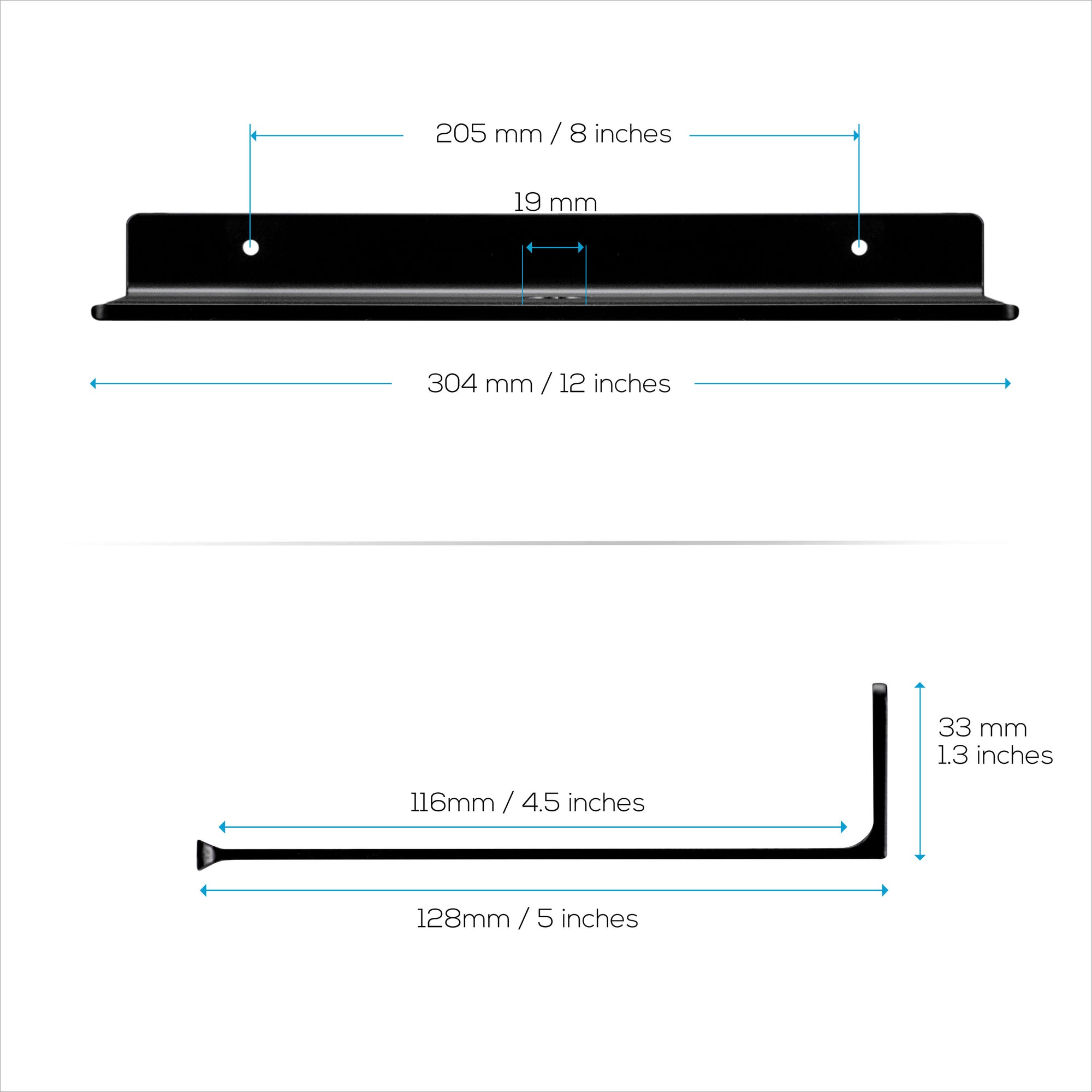 2-Pack 12 "رف جداري معدني عائم لمكبرات الصوت والكتب والديكور والنباتات والكاميرات والصور والمطبخ والمرحاض وأجهزة التوجيه والمزيد من أرفف الحامل الصغيرة العالمية
