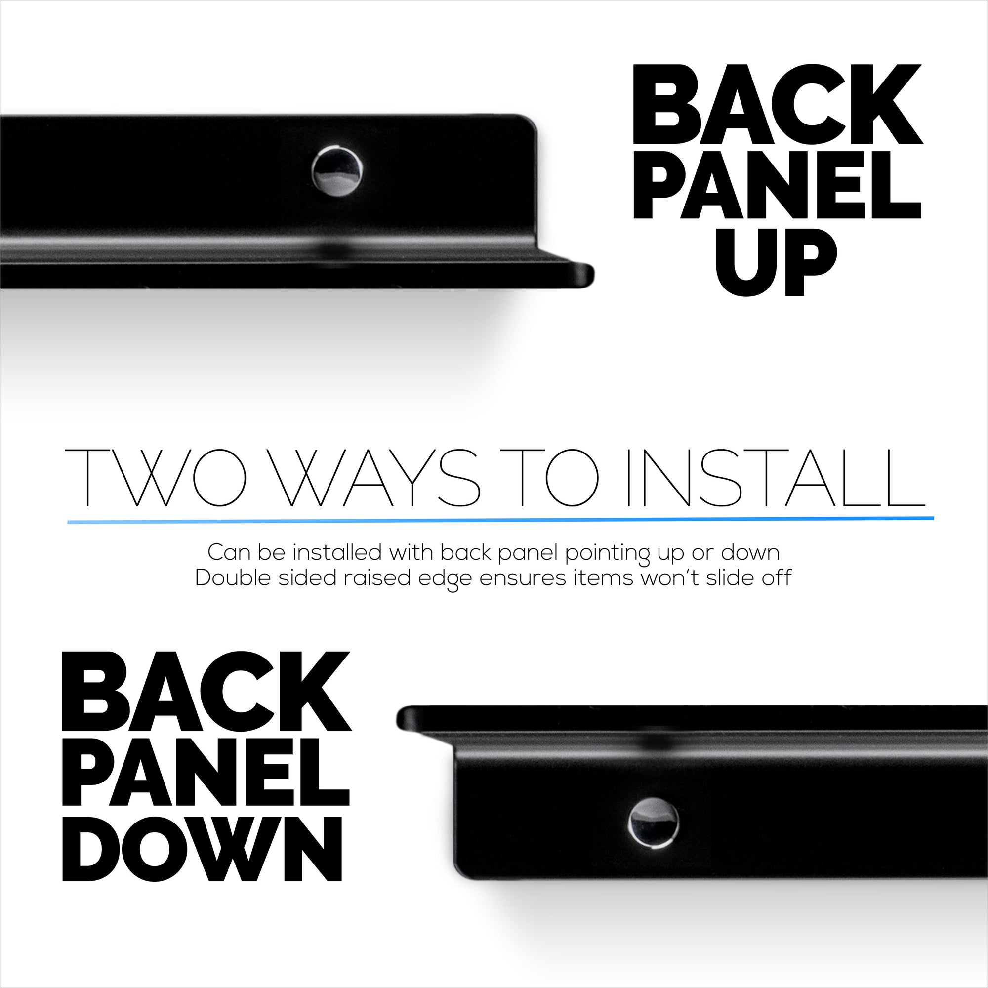 2-Pack 12 "رف جداري معدني عائم لمكبرات الصوت والكتب والديكور والنباتات والكاميرات والصور والمطبخ والمرحاض وأجهزة التوجيه والمزيد من أرفف الحامل الصغيرة العالمية