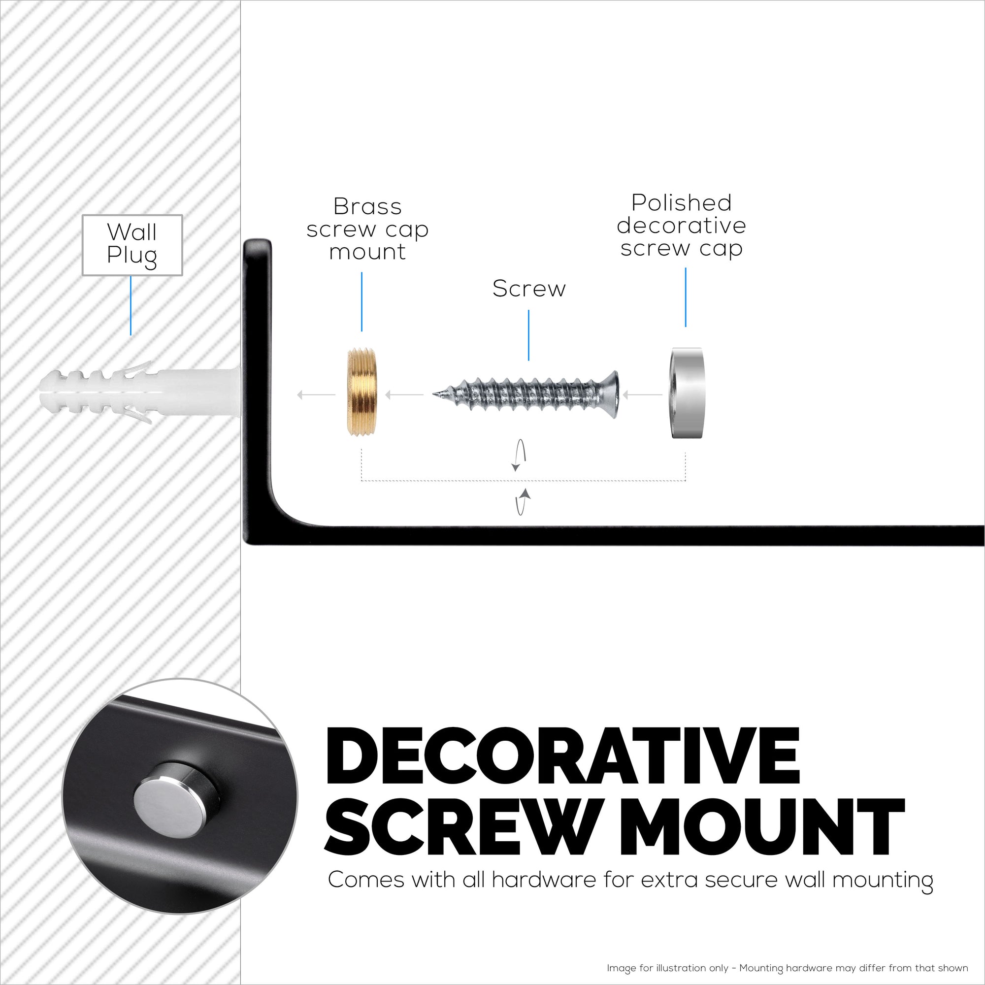 2-Pack 6 "رف جداري معدني عائم لمكبرات الصوت والكتب والديكور والنباتات والكاميرات والصور والمطبخ والمرحاض وأجهزة التوجيه والمزيد من أرفف الحامل الصغيرة العالمية