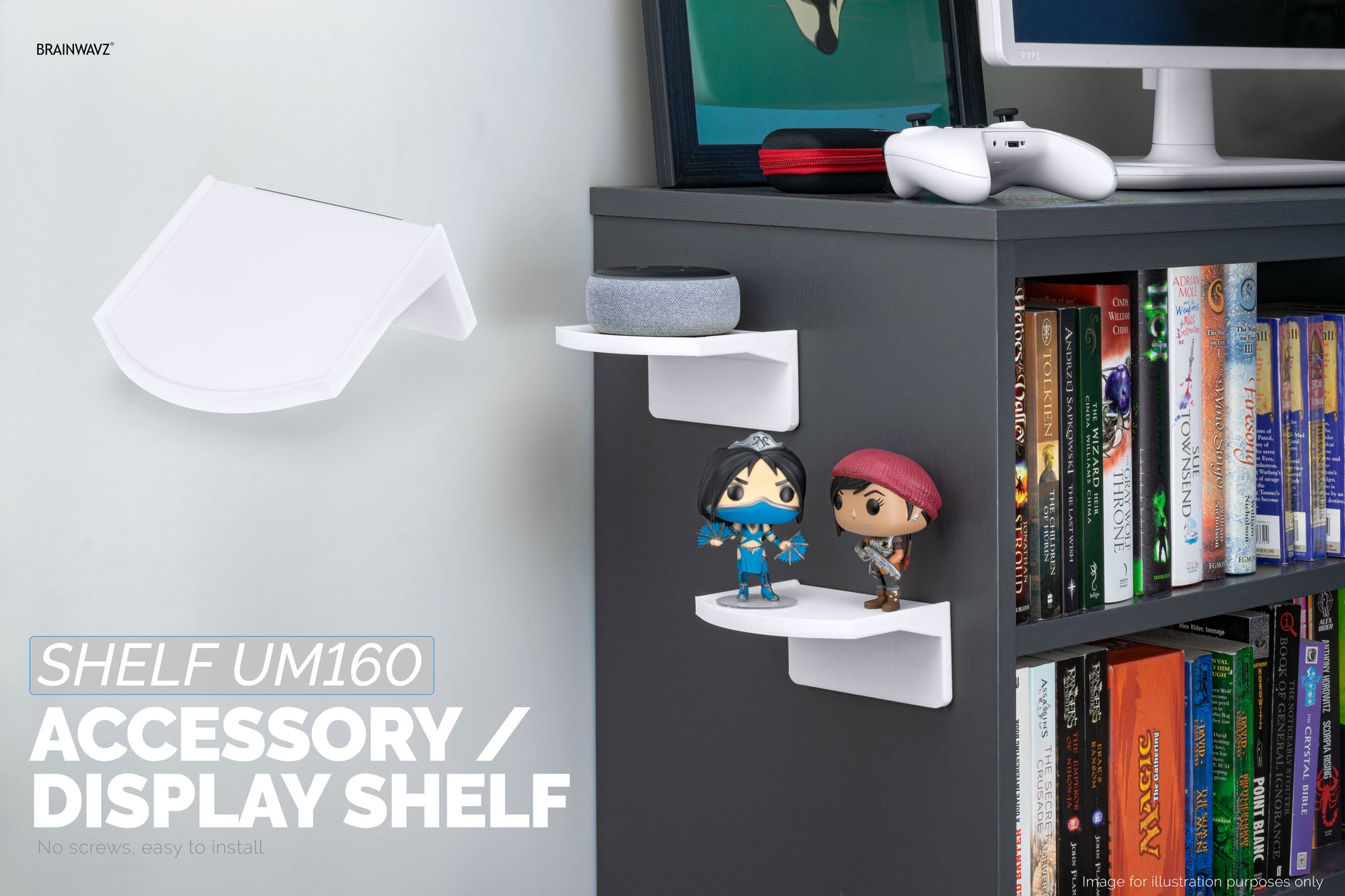 رف تثبيت على الحائط مقاس 4.5 بوصات ، مناسب أيضًا للكاميرات ومكبرات الصوت والديكور والألعاب وغرفة النوم وأجهزة توجيه WiFi والمطبخ وصندوق الكابلات والمزيد ، سهل التركيب