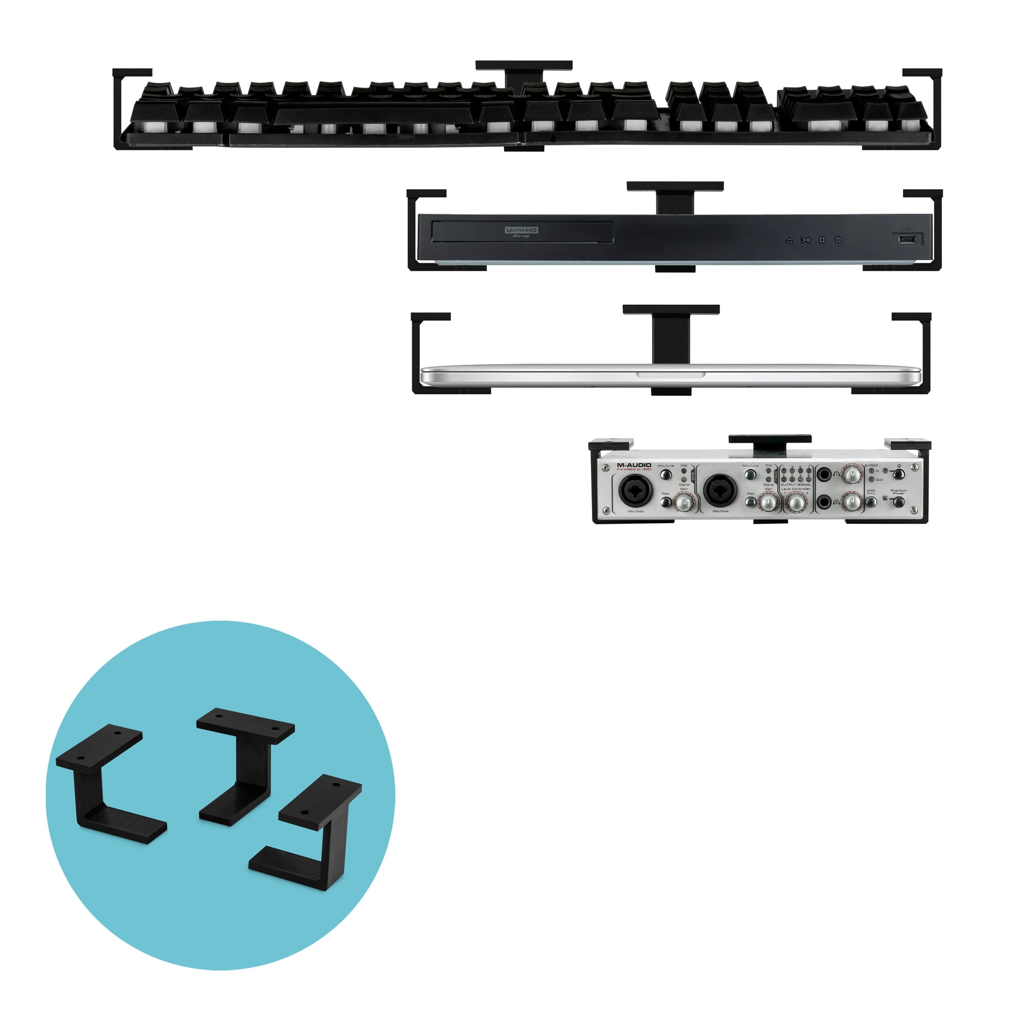 Under Desk Laptop Mount Holder, Screw In, Devices upto 1.7" Thick For Laptops Macbook Routers Surface iPads Tablets & More