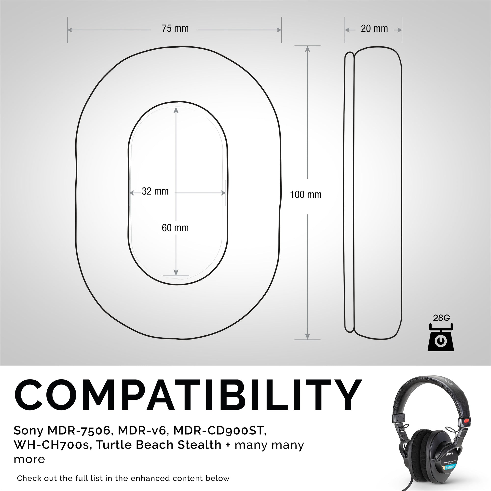 وسادات أذن بديلة من سوني MDR-7506 - جلد سويدي صغير
