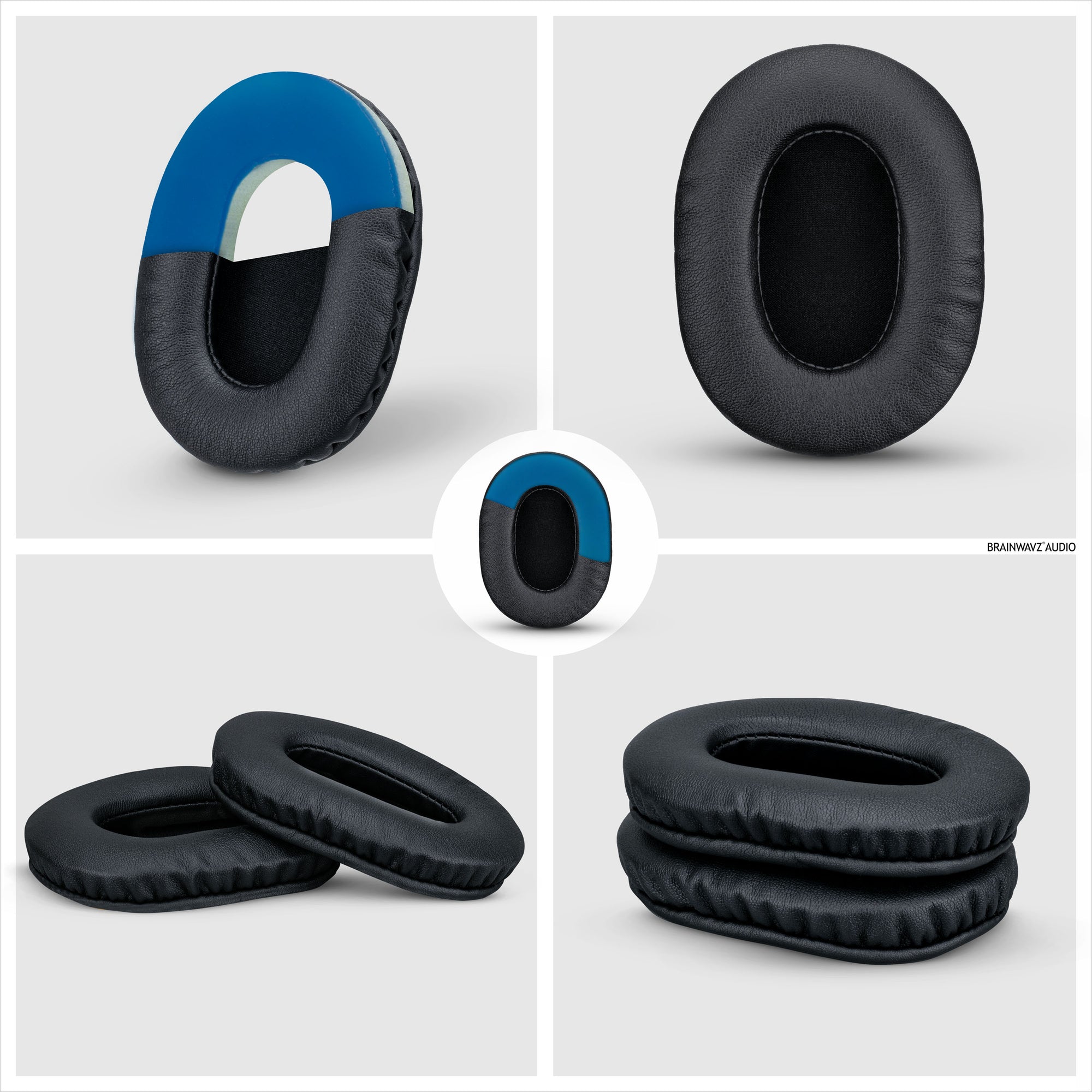وسادات أذن محسّنة لسماعات الألعاب - بيضاوية صغيرة - جلد PU مع جل تبريد ورغوة ذاكرة من أجل Steelseries و Hyperx و Sony MDR-7506 و AKG و Turtlebeach و Sennheiser والمزيد