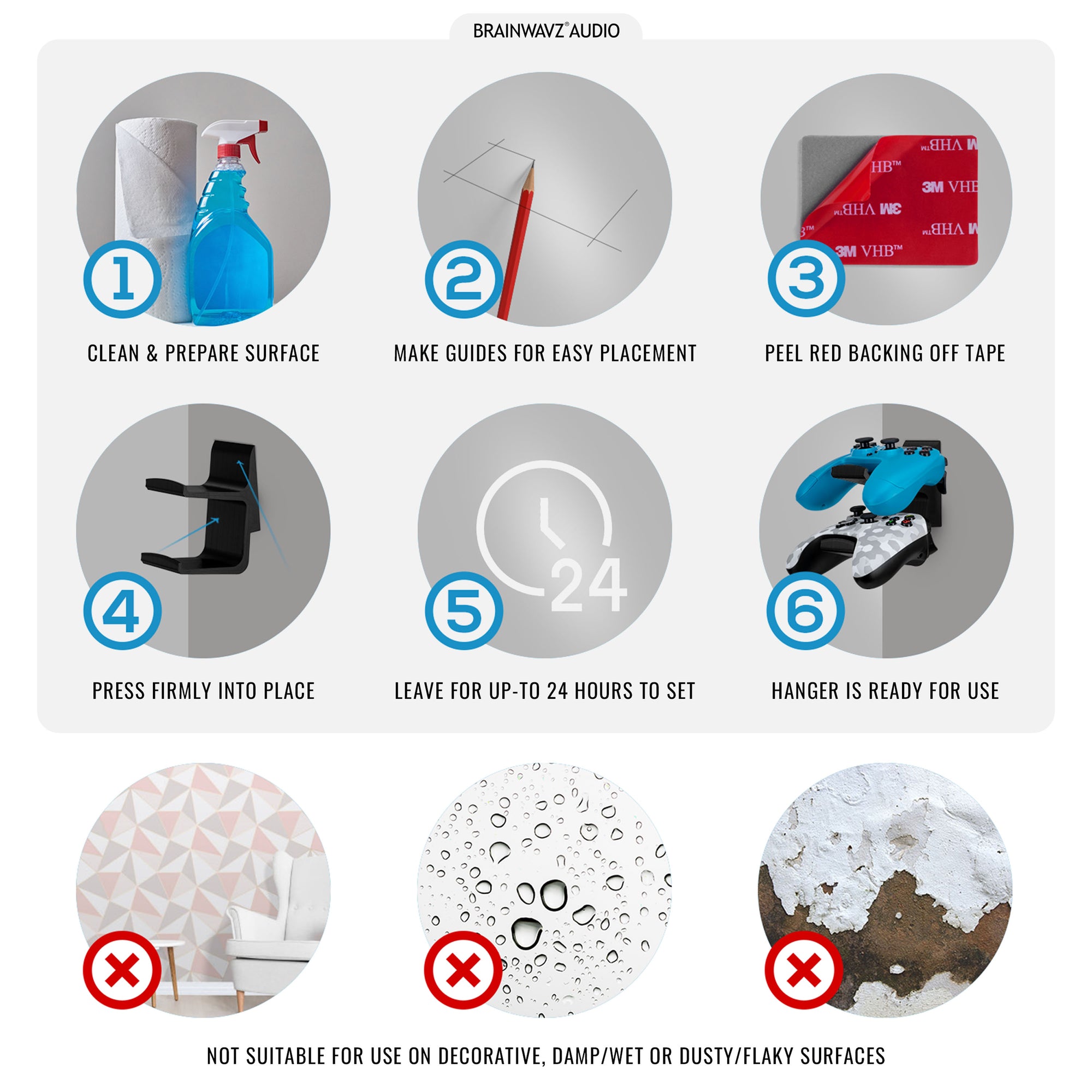 The Stack - Dual Universal Game Controller Wall Mount - Suitable for Xbox, PS5/PS4 & More