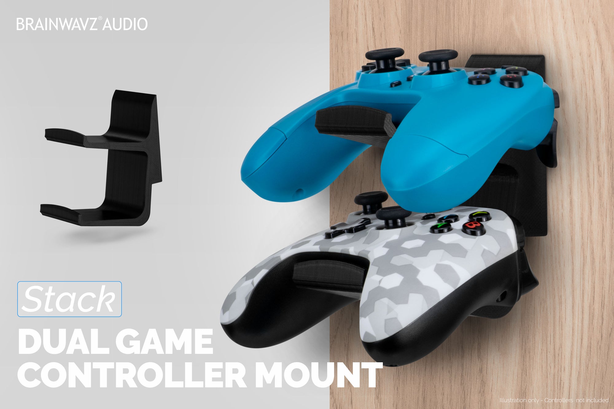 The Stack - Dual Universal Game Controller Wall Mount - Suitable for Xbox, PS5/PS4 & More