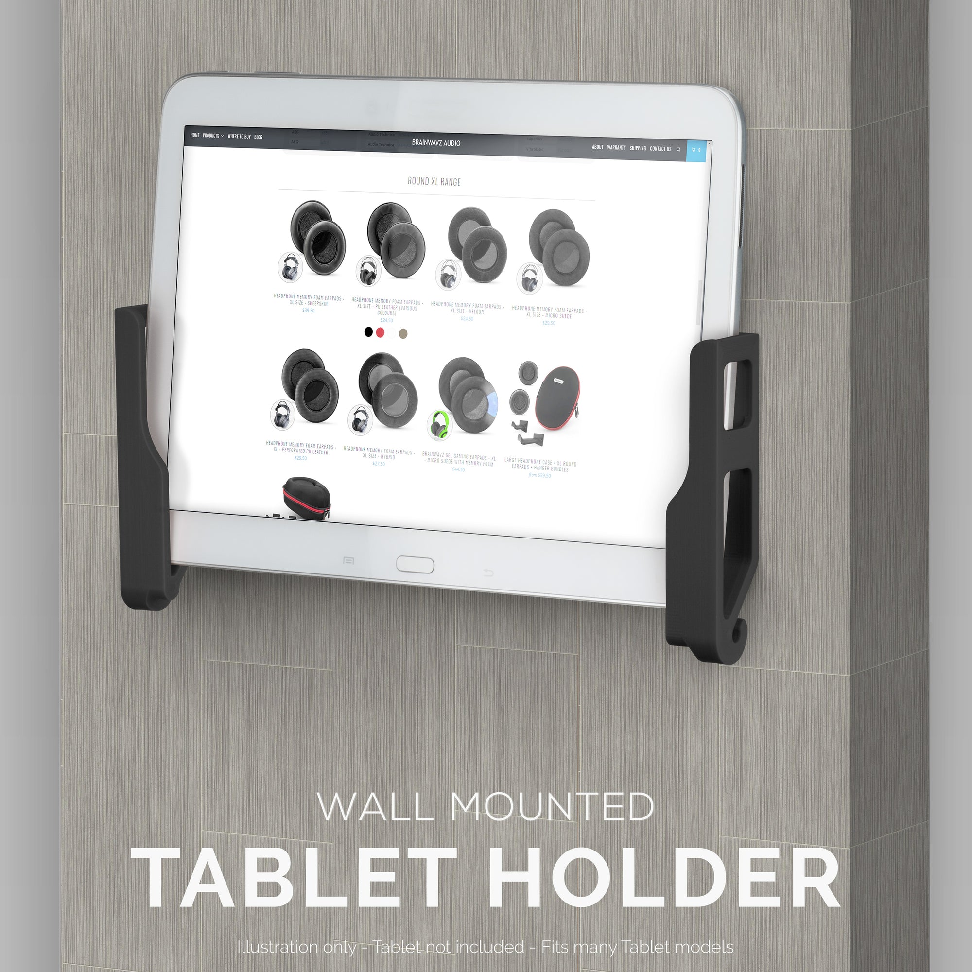 Adhesive Universal Tablet & Phone Wall Mount - Suitable for iPhones, iPads and most Android Phones & Tablets