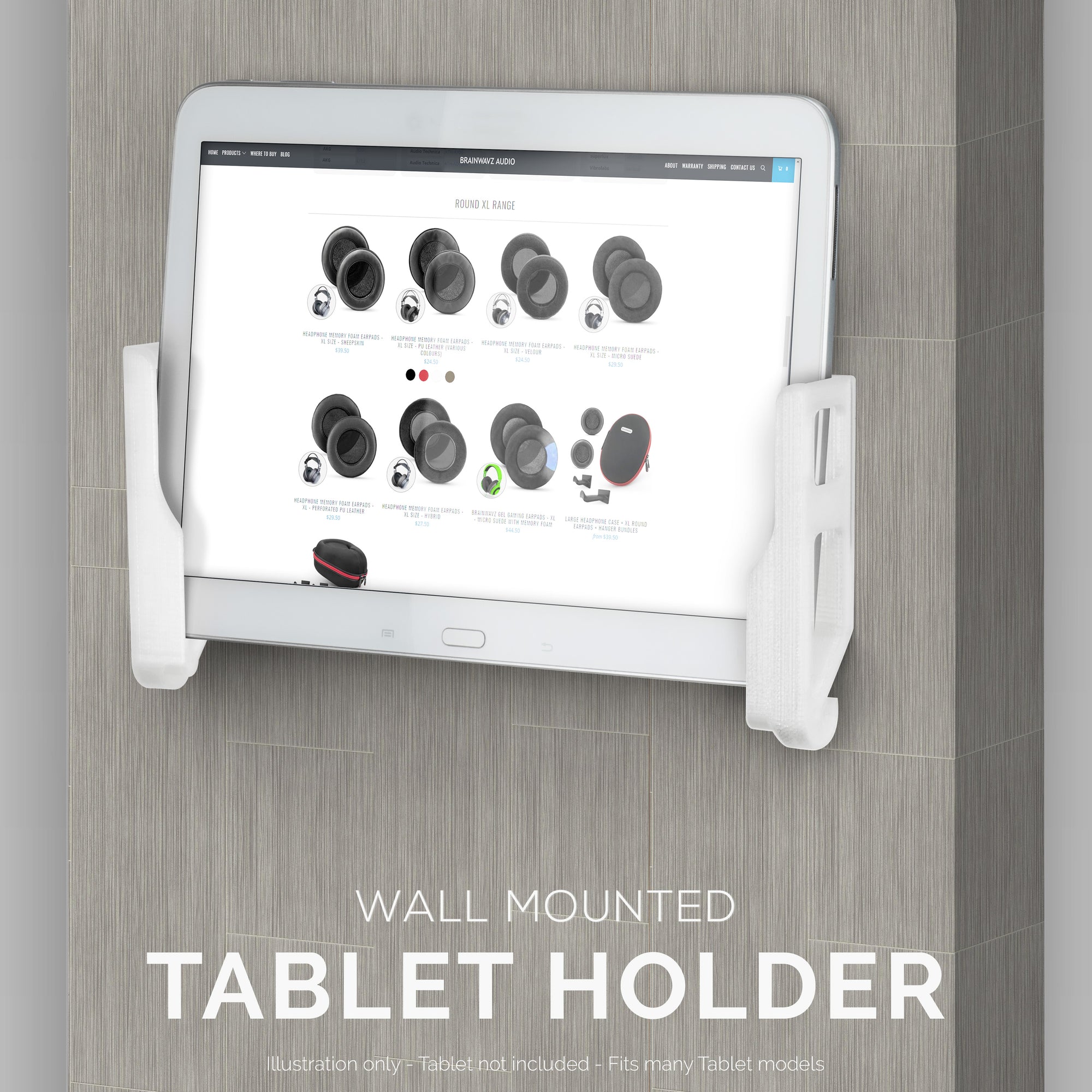 Adhesive Universal Tablet & Phone Wall Mount - Suitable for iPhones, iPads and most Android Phones & Tablets