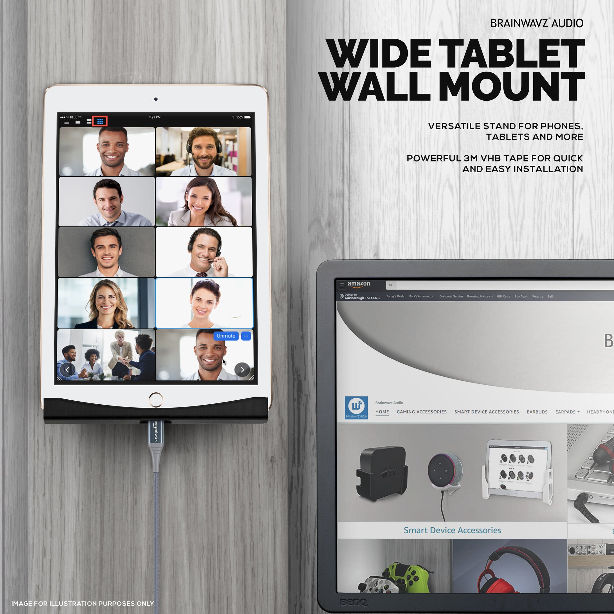 شماعات لاصقة مثبتة على الحائط لأجهزة iPad و Android اللوحية - TM03