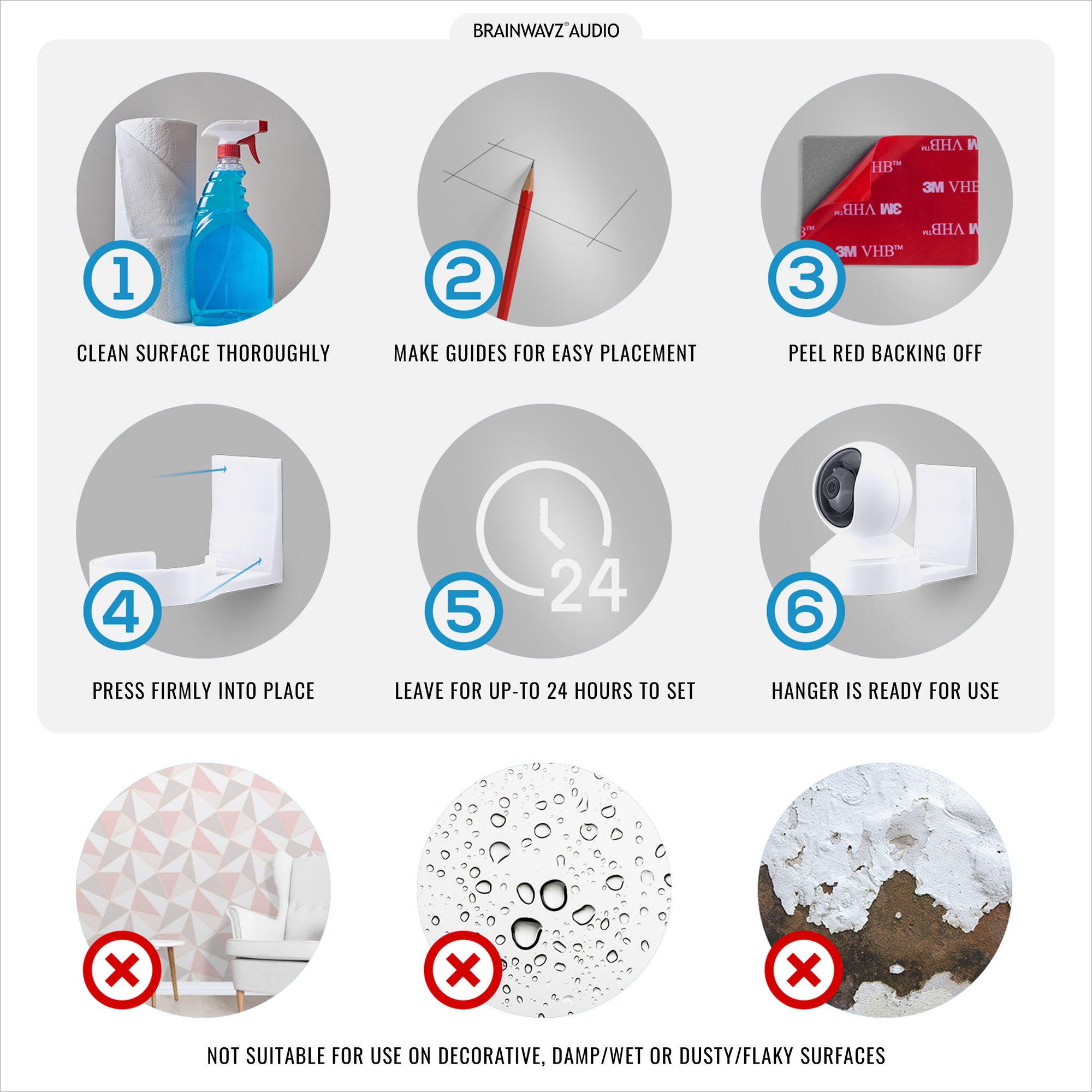 Vægmontering til Kasa EC70 Spot, selvklæbende holder til TP Link Spot Smart sikkerhedskamera, installeres på få minutter, No Mess Hanger Bracket