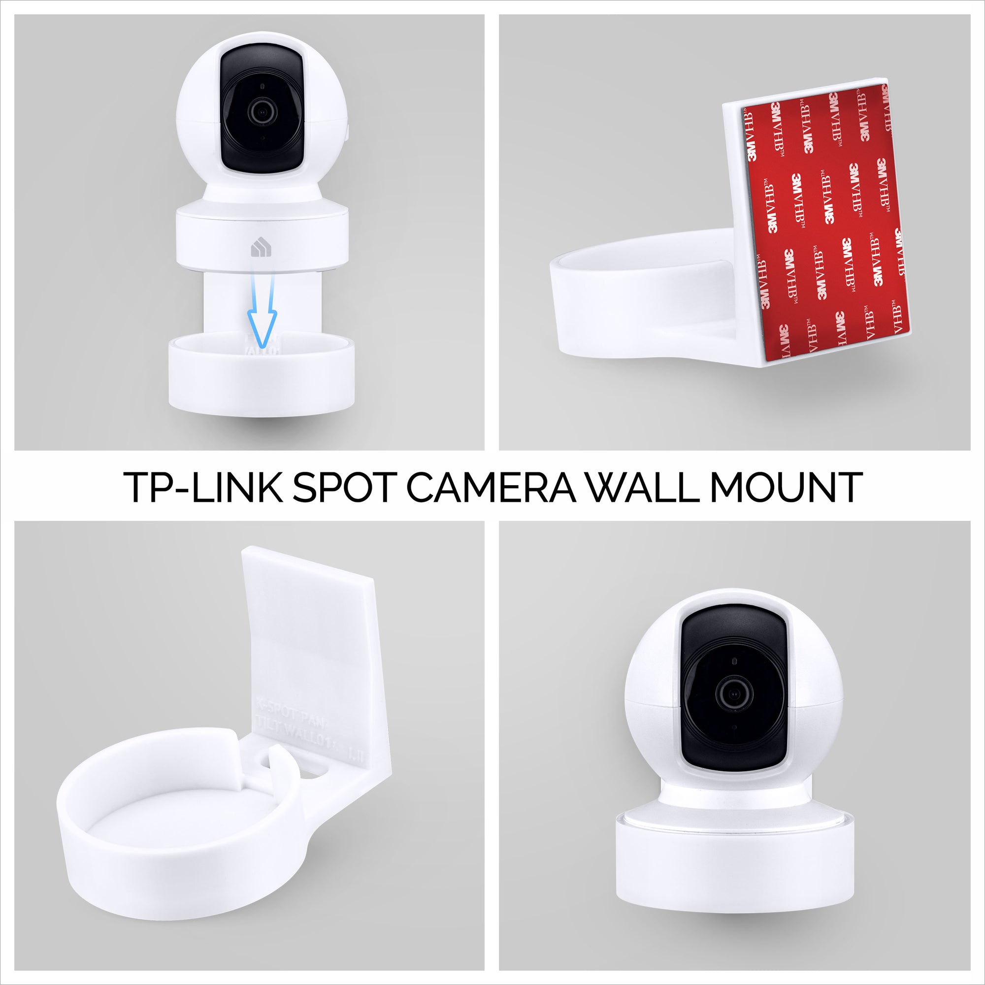 Vægmontering til Kasa EC70 Spot, selvklæbende holder til TP Link Spot Smart sikkerhedskamera, installeres på få minutter, No Mess Hanger Bracket