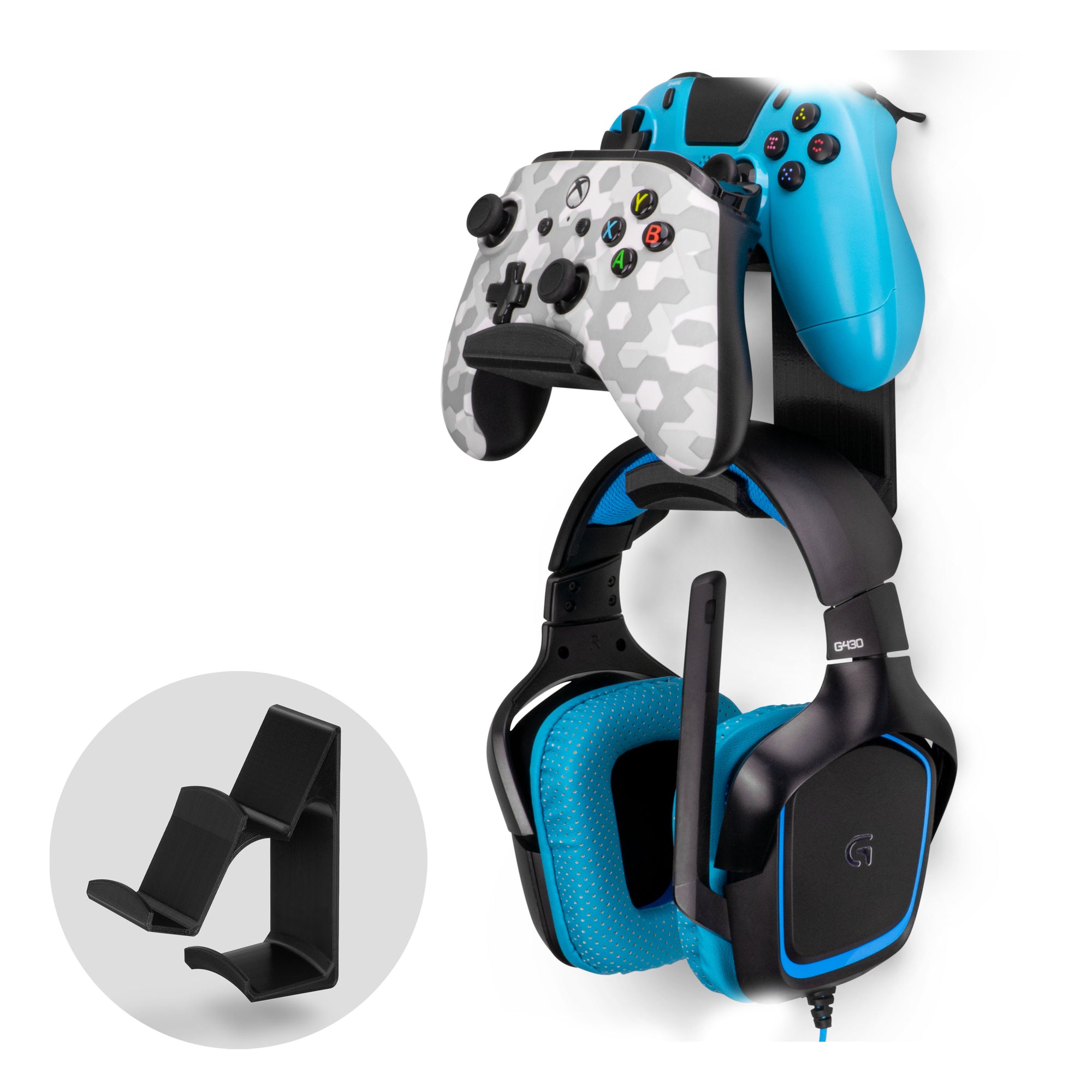 Uber Atlas - Universal Dual Game Controller and Headphone Hanger - Easy to Install, No Screws & Mess