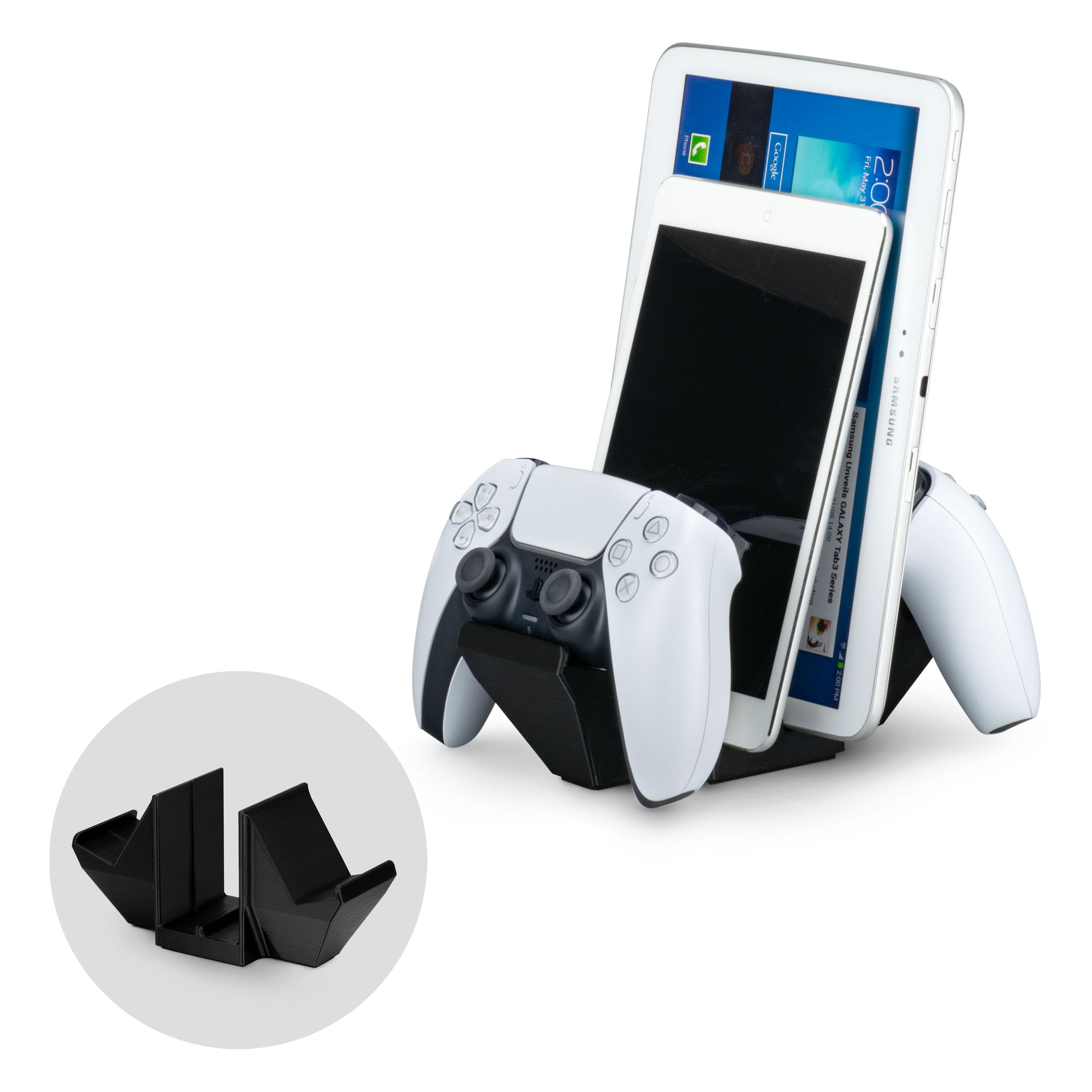 Dual Game Controller & Tablet Phone Desktop Holder - Universal Design for most Gamepads & Tablet, Reduce Clutter & Stay Organized