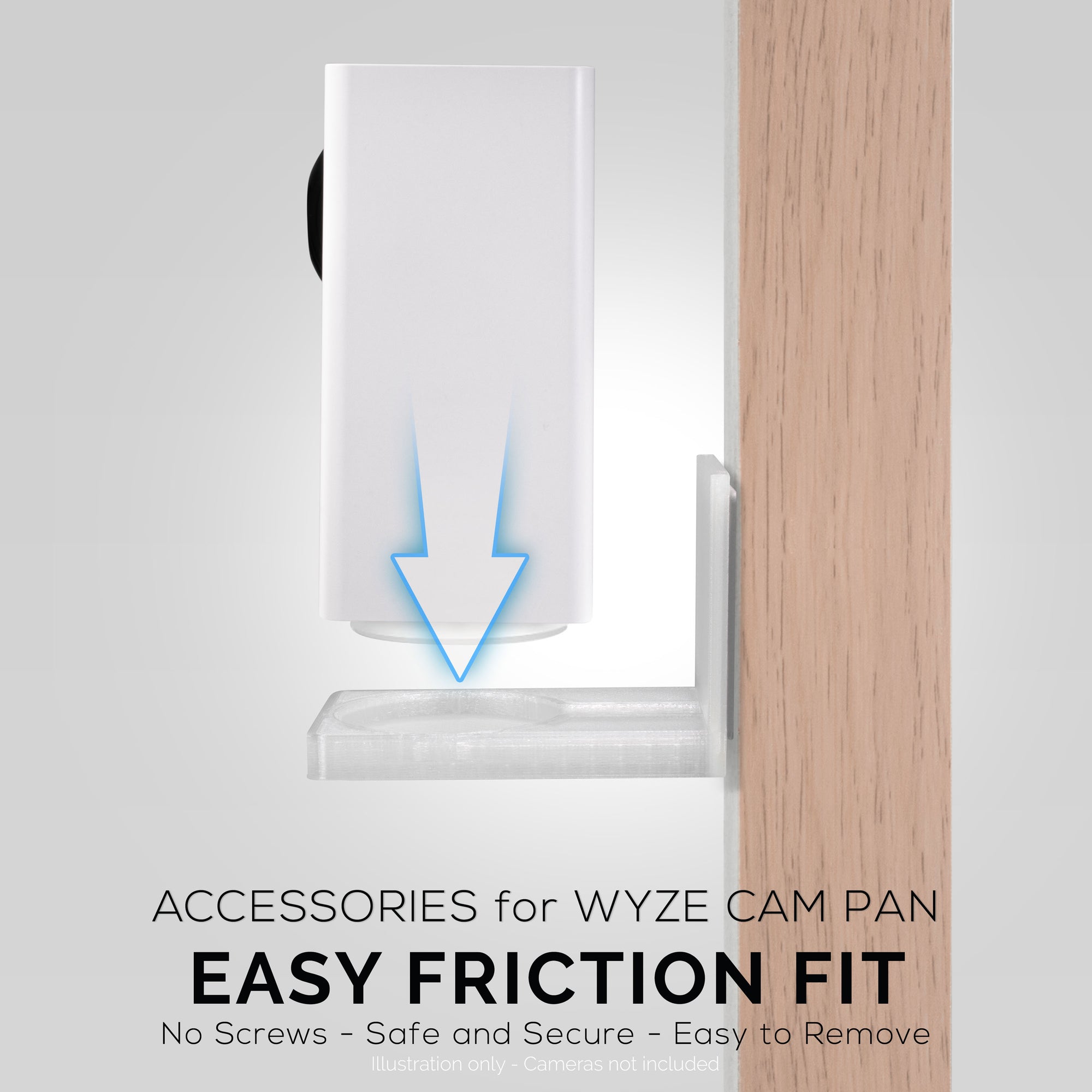 Wyze Cam Pan Adhesive Wall Mount - V1 & V2 Compatible - Easy to Install, No Screws & Mess
