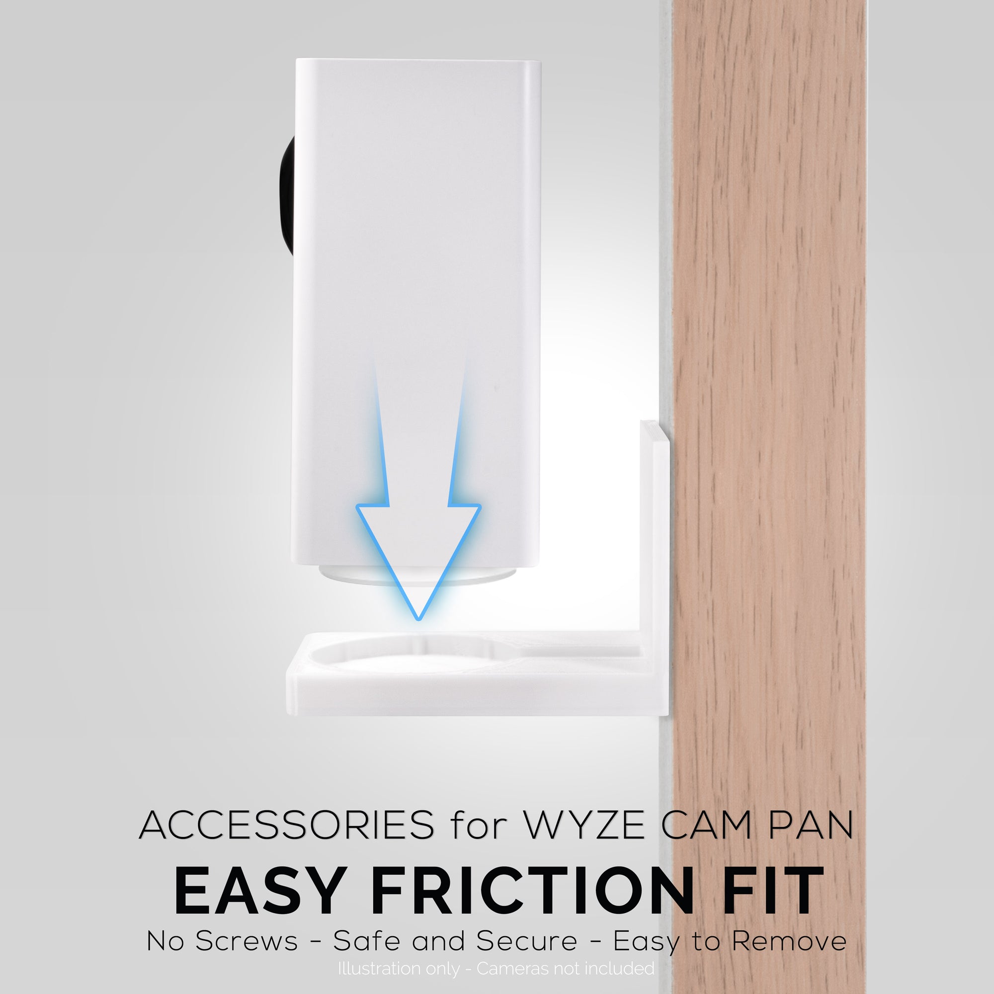 Wyze Cam Pan Adhesive Wall Mount - V1 & V2 Compatible - Easy to Install, No Screws & Mess