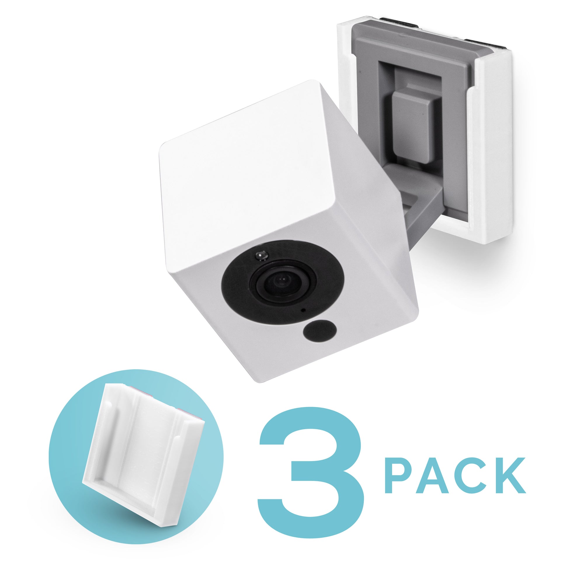 Wyze Cam v2 (3 Pack) Wall Mount - Adhesive Holder, No Screws or Mess (Not Compatible with V3)