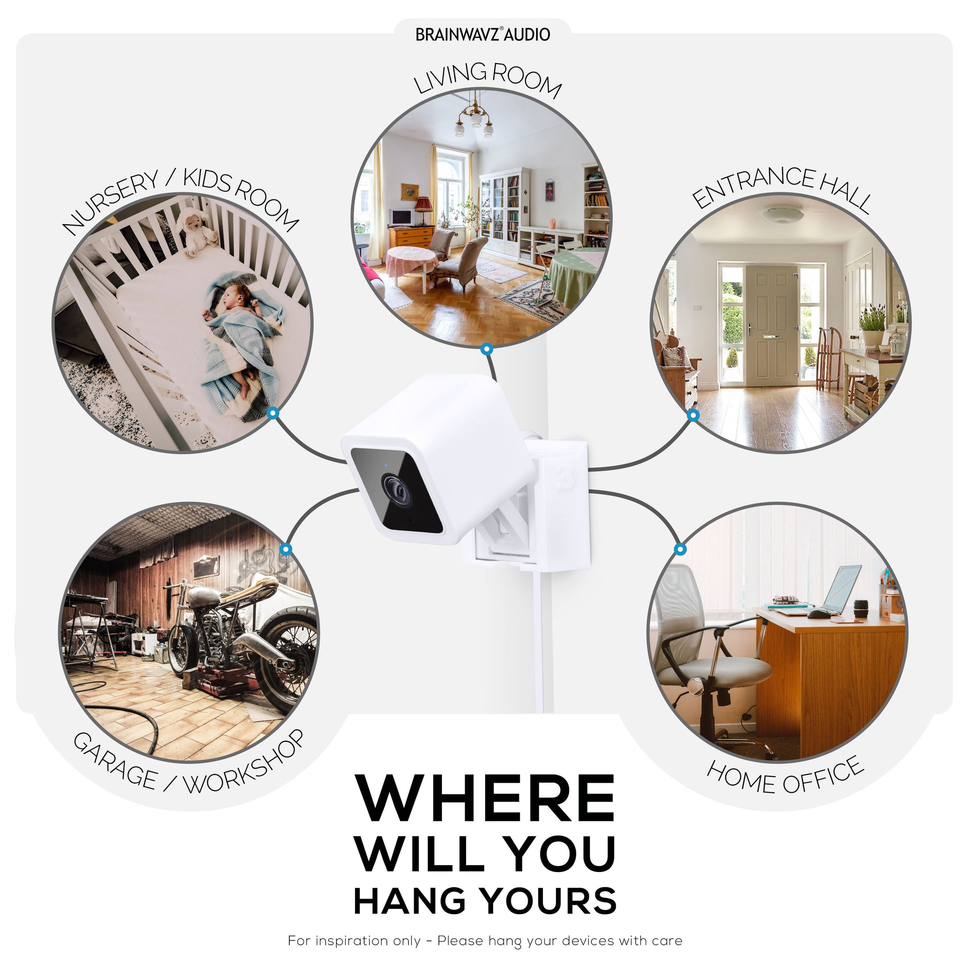 حامل زاوية Wyze Cam V3 & V4 - دعامة لاصقة - سهل التركيب