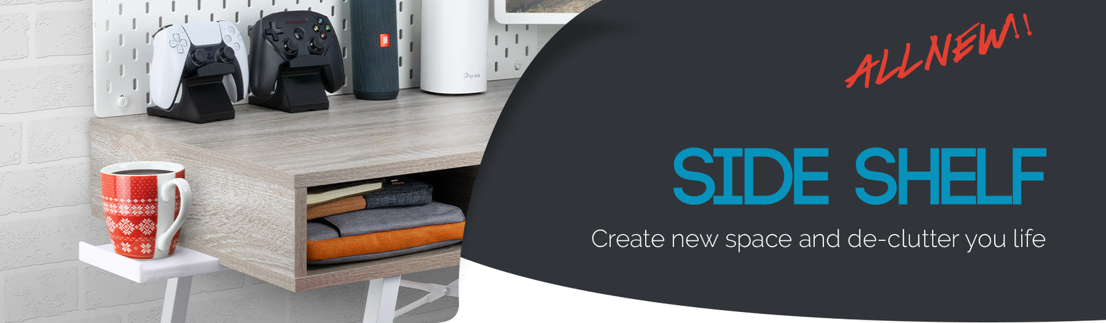 NEW - Side Shelf - Quick and Easy Desk Extension