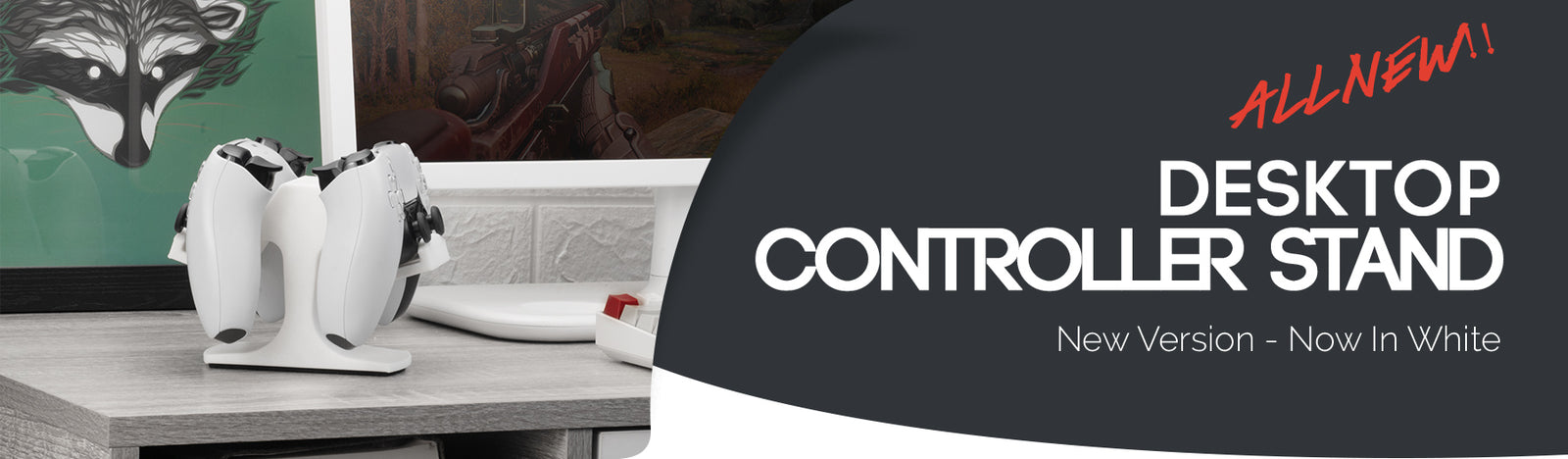 All White On The Gaming Front - Dual Controller Stand - New White Color