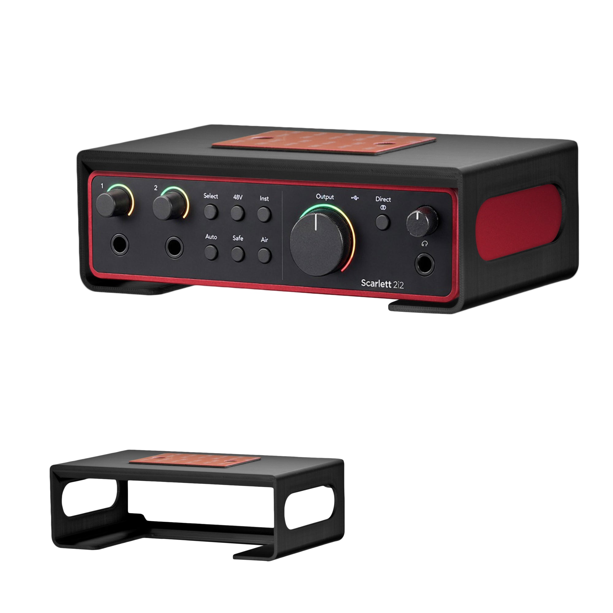 Under Desk Mounting Bracket Compatible with Focusrite Scarlett 2i2 Gen 4 - Space Saving Dock, Easy to Install, Adhesive &amp; Screw-In, Reduce Clutter, Free Desktop Space