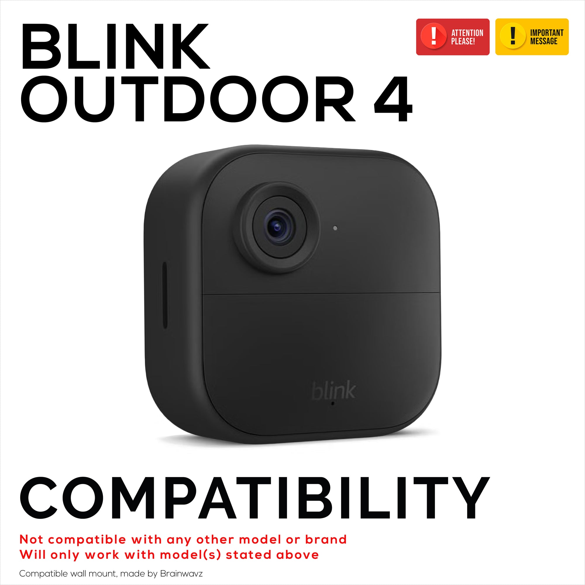 حامل تثبيت الكاميرا الخارجي Blink Outdoor 4 على الحائط - حامل كاميرا آمن مع خيار التثبيت بشريط VHB أو البراغي، تصميم سهل الانزلاق، بزاوية لتحسين الرؤية