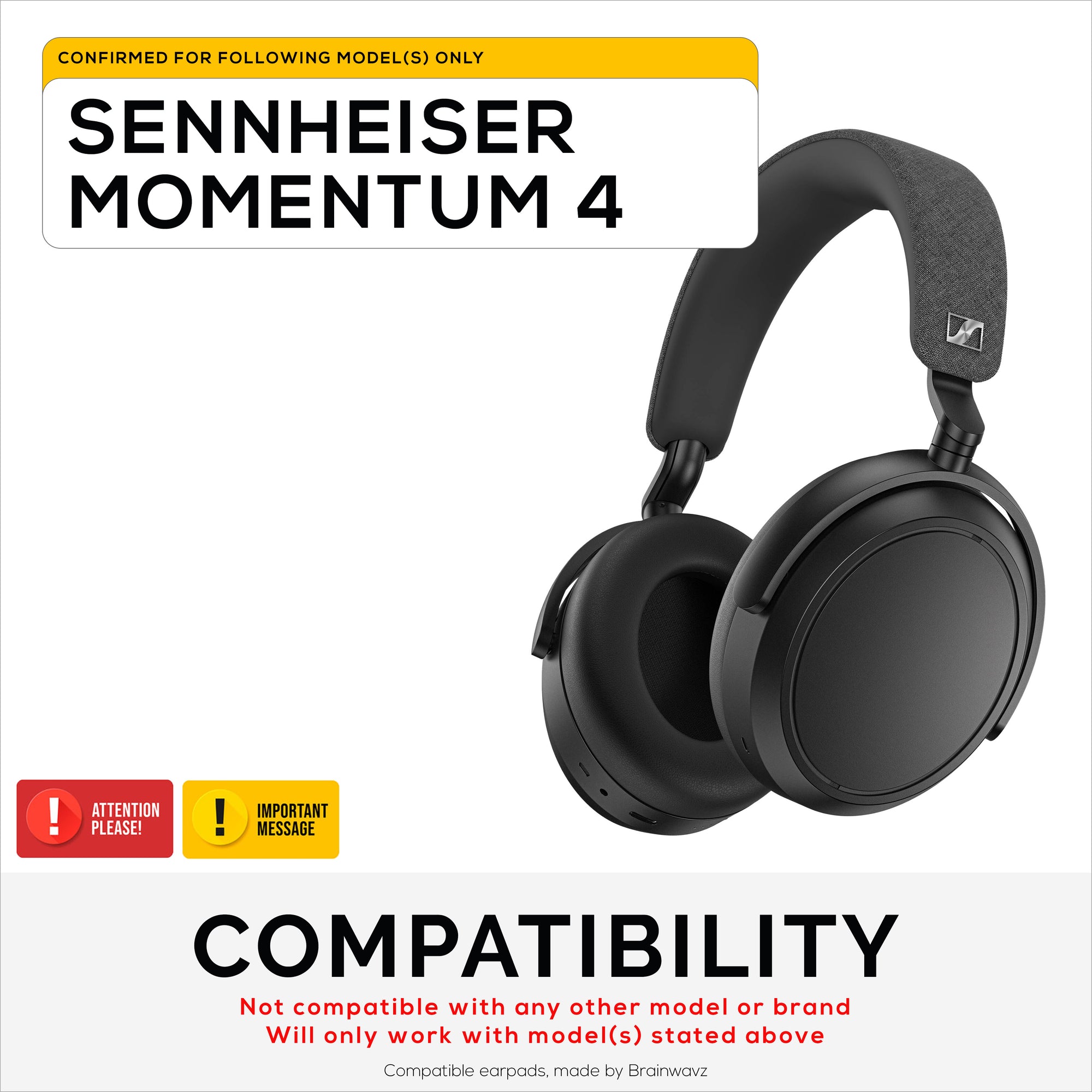 Hybrid Replacement Earpads for Sennheiser Momentum 4 Headphones, Soft Cooling Gel, Silky Soft Breathable Fabric w/ PU Leather &amp; Memory Foam