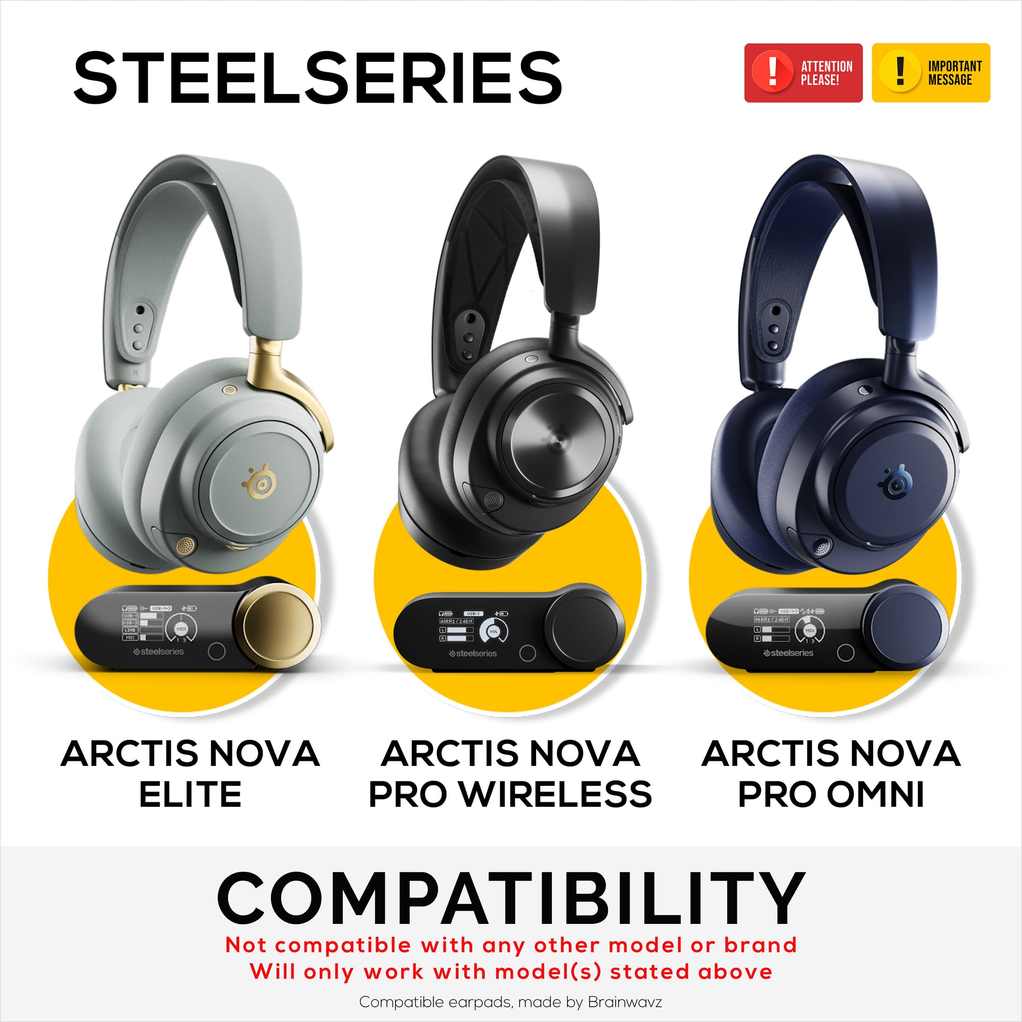 Fabric Earpads for Steelseries Arctis Nova Pro Wireless, Nova Pro Omni &amp; Nova Elite Headsets, Breathable Mesh Fabric &amp; High-Grade Memory Foam