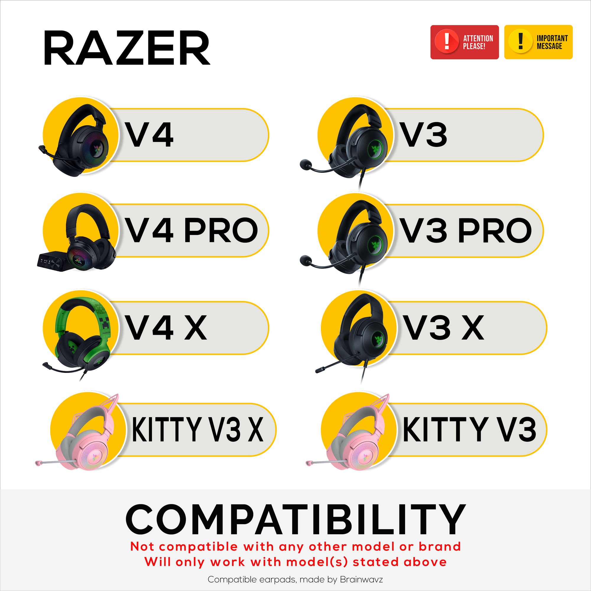 Mesh Fabric Earpads for Razer Kraken V4/ V4 Pro V4 X V3/ V3 Pro V3 X Kitty V3 Pro Kitty V3 X Headsets - Breathable Mesh Fabric &amp; High-Grade Memory Foam