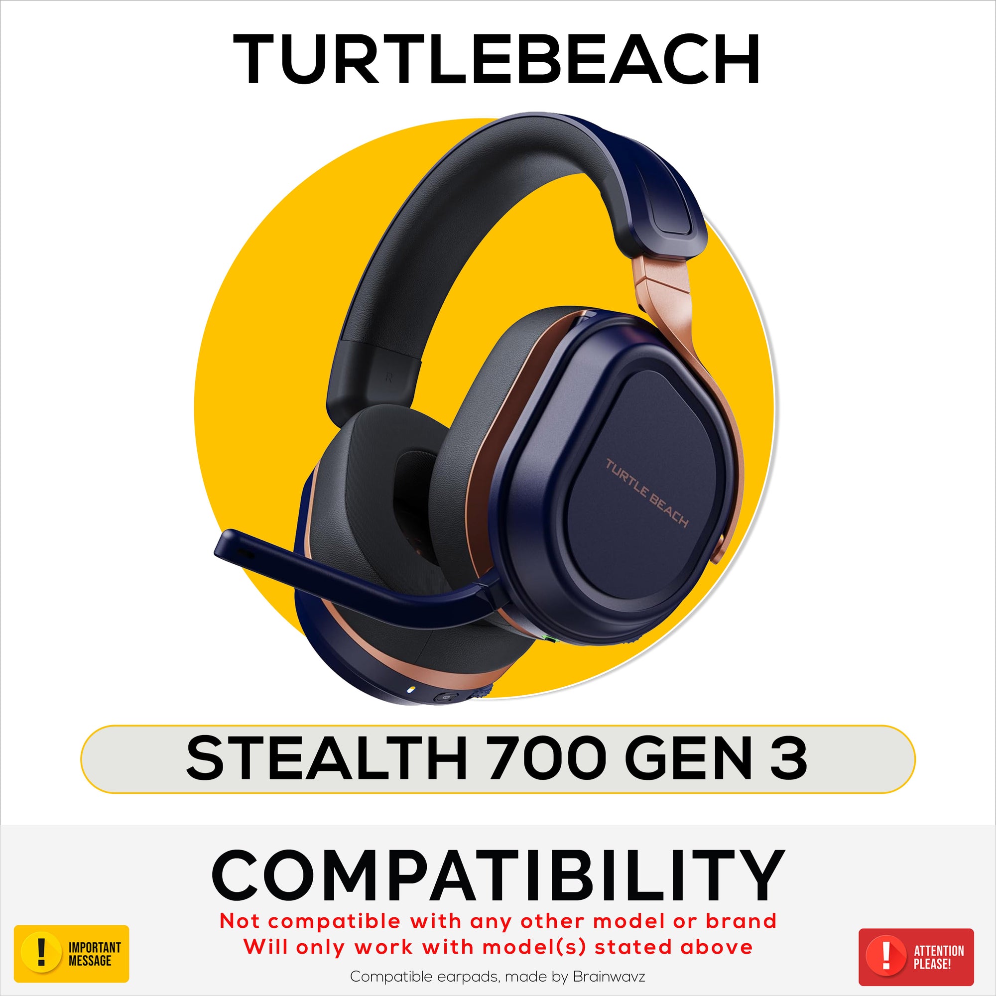 Hybrid Earpads for Turtle Beach Stealth 700 Gen 3 Headphones - Memory Foam with Breathable Fabrics &amp; PU Leather