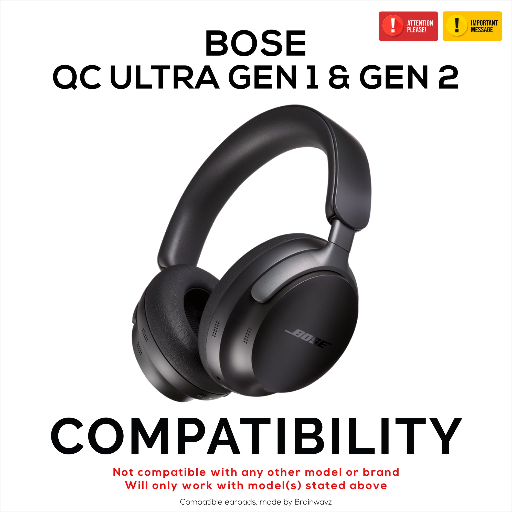Hybrid Earpads for BOSE QC Ultra Gen 1 &amp; Gen 2 Wireless Headsets. Cooling Gel Gaming Cushions with Super Soft Fabric &amp; Thick Memory Foam
