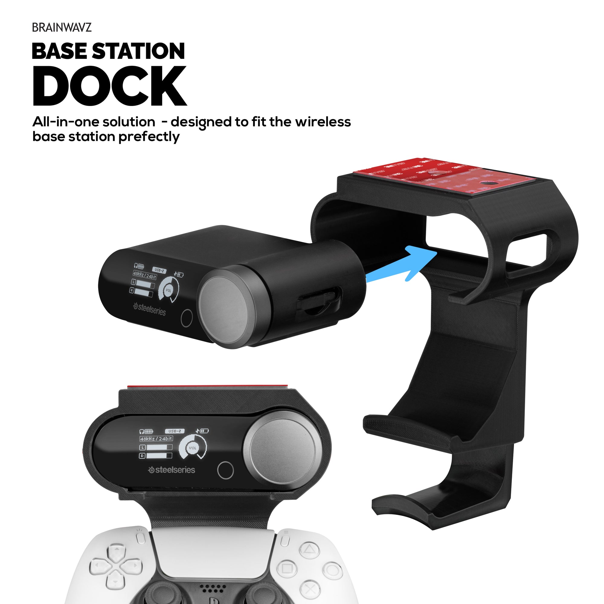 Under Mount Game Controller &amp; Headset Hanger for SteelSeries Arctis Nova Pro Wireless, Nova Elite &amp; Pro Omni + Base Station Dock