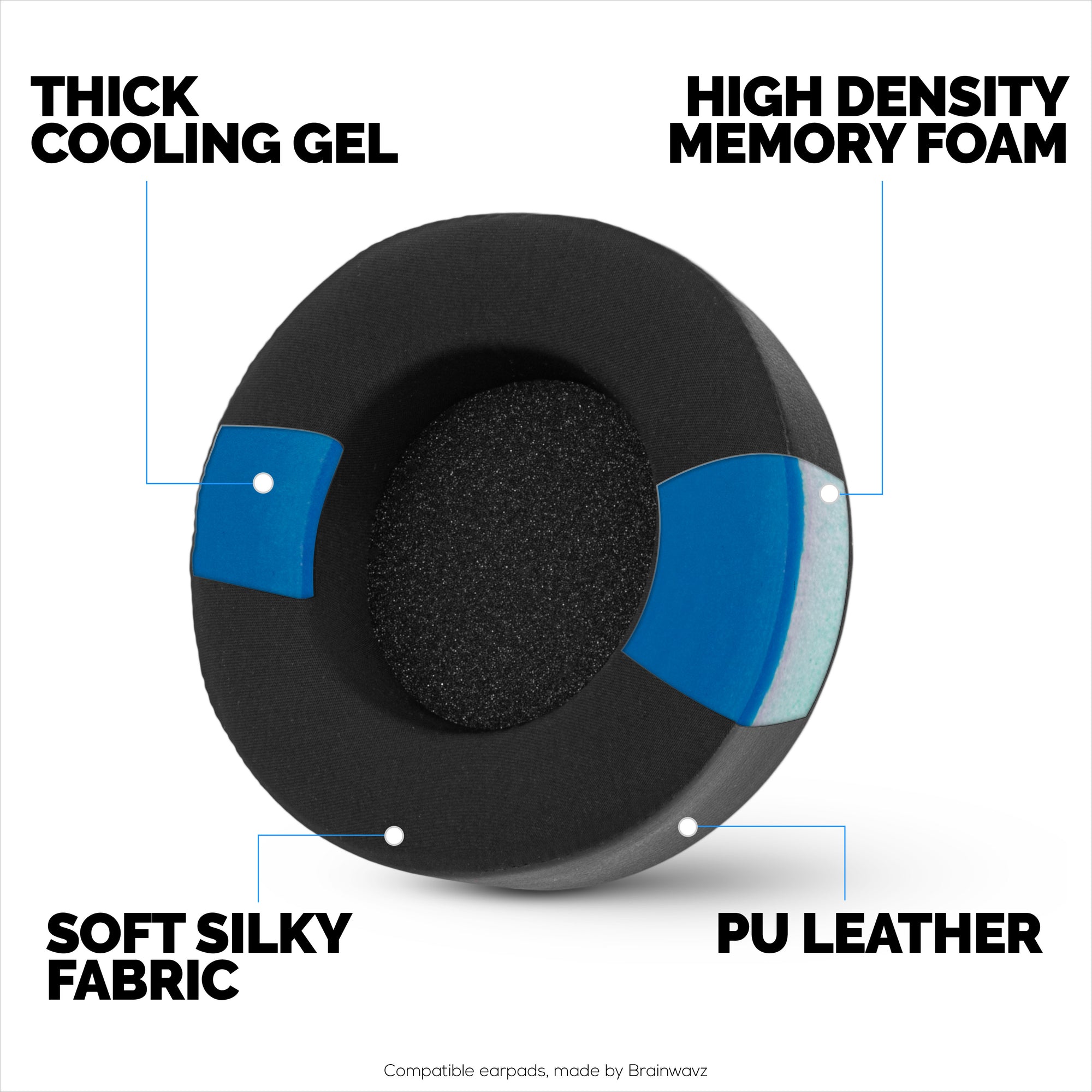 Hybrid Replacement Earpads for  Corsair Virtuoso PRO Wired Headset, Soft Gel, Breathable Fabric w/ PU Leather &amp; Memory Foam
