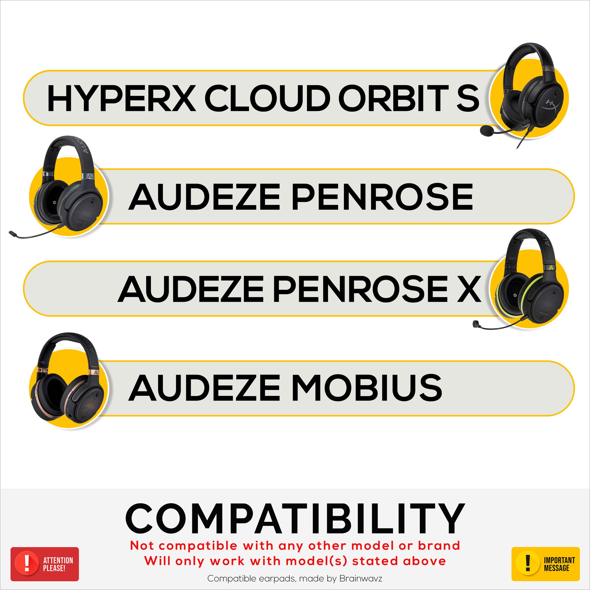 Hybrid Earpads for HyperX Cloud Orbit S, Audeze Penrose, Audeze Penrose X &amp; Audeze Mobius Headsets, Cooling Gel, Super Soft Fabric &amp; Thicker Memory Foam