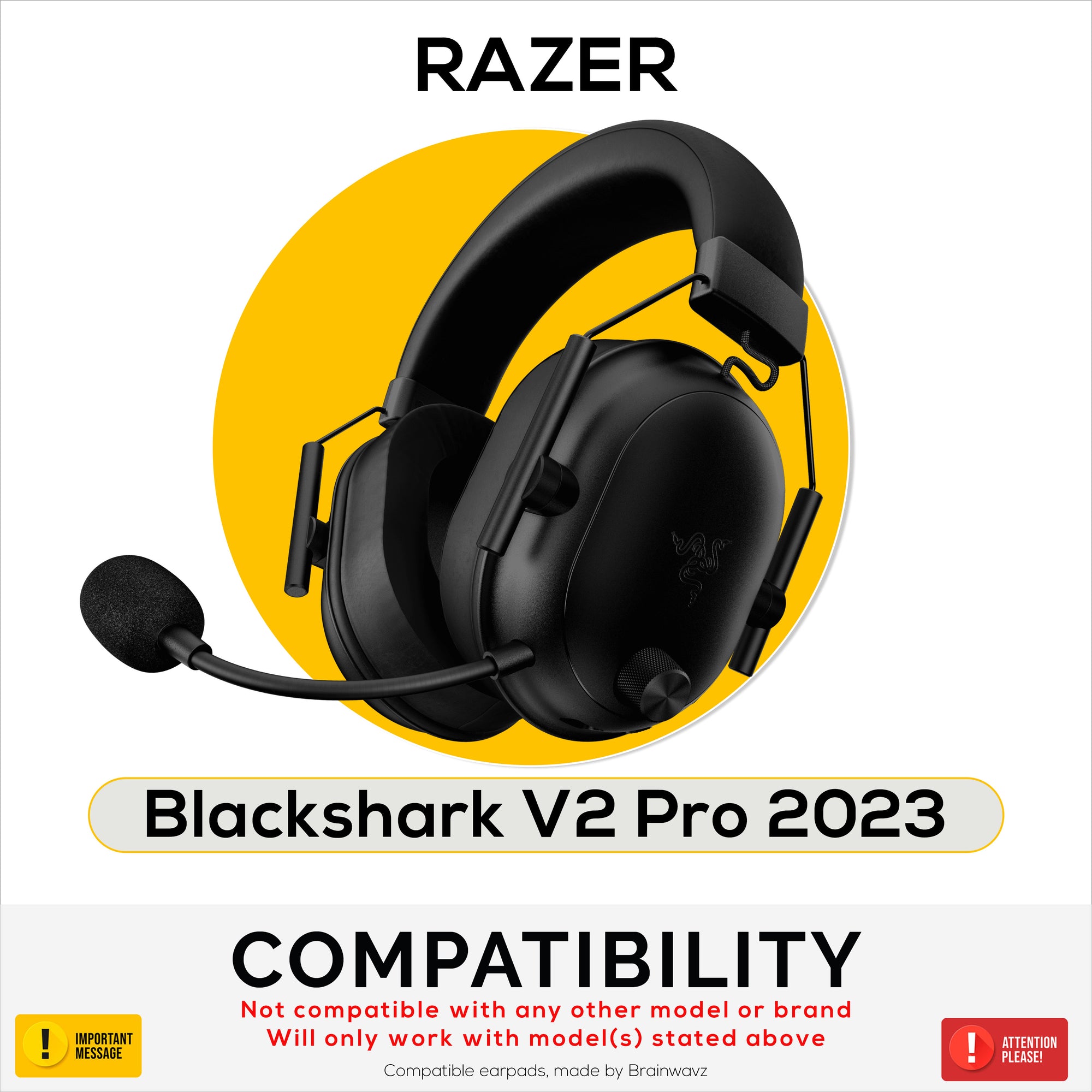 Mesh Fabric Earpads for Razer Blackshark V2 Pro 2023 Headsets - Breathable Mesh Fabric &amp; High-Grade Memory Foam