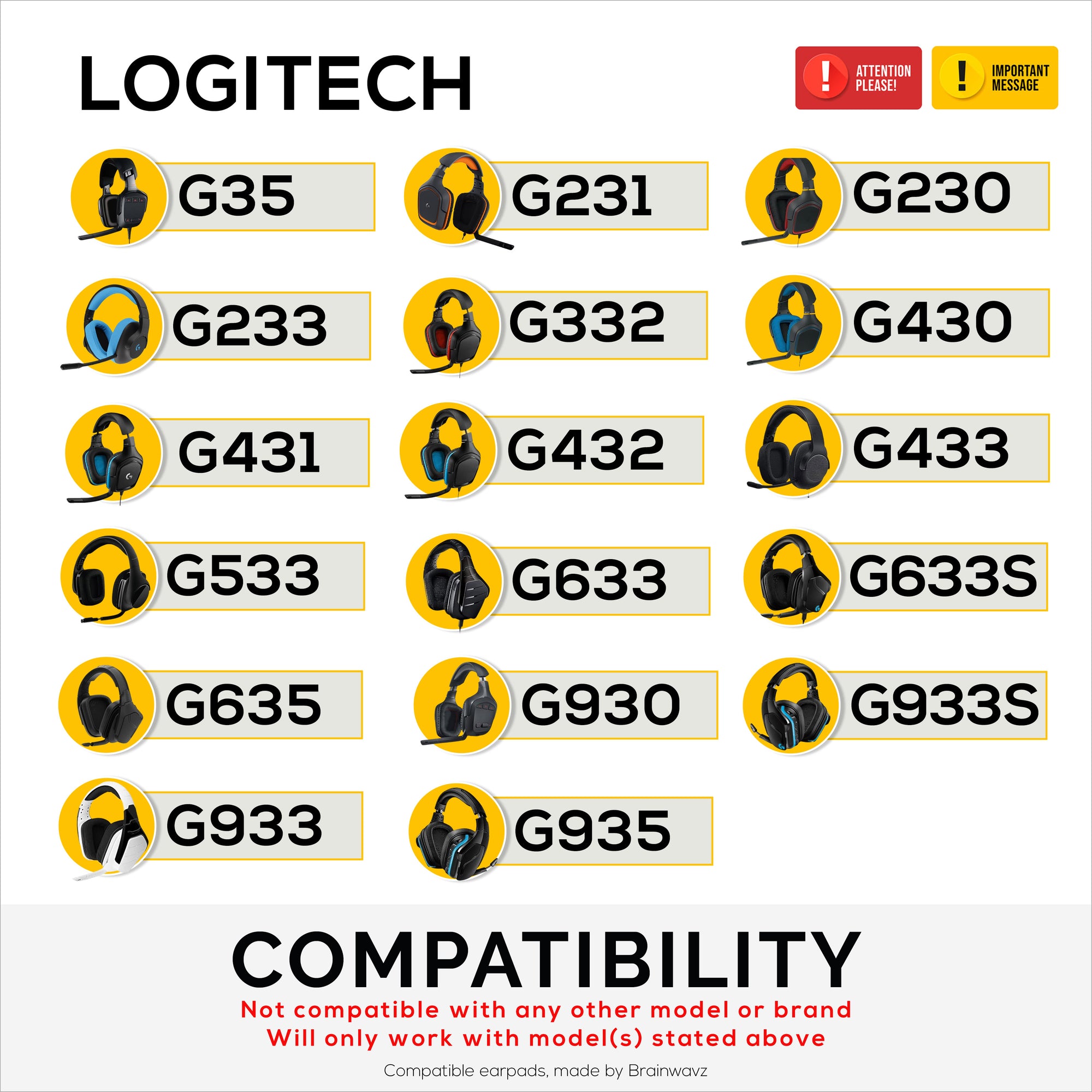 Hybrid Earpads for Logitech G933 G35 G930 G933S G935 G633 G633S G635 G533 G430 G431 G432 G433 Headsets, &amp; More. Cooling Gel Gaming Cushions