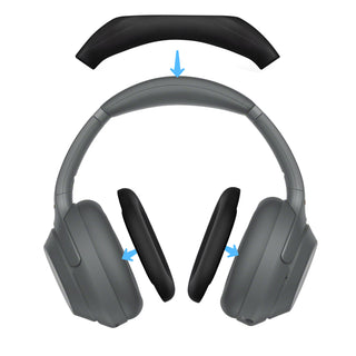 Sada silikonových ochranných krytů pro Sony WH-1000XM3 a WH1000XM4 - Kryty hlavového mostu a náušníků – odolné proti potu, prachu, protiskluzové a snadno se instalují