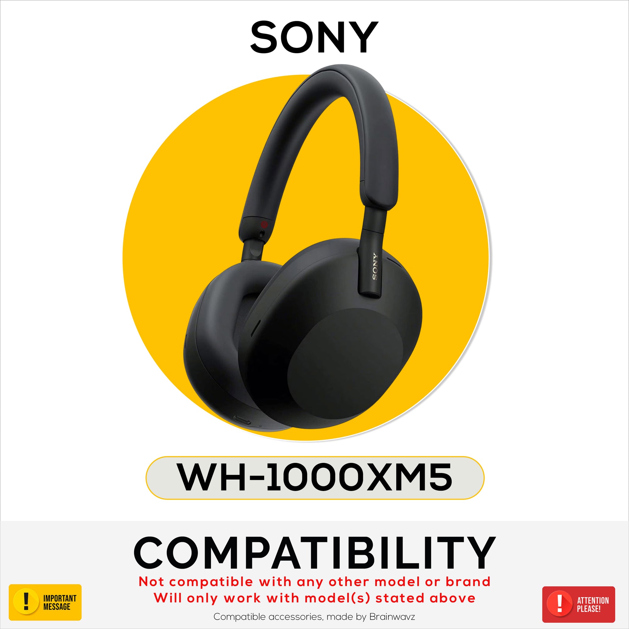 Silicone Protective Cover Set for Sony WH-1000XM5 - Headband, Ear Cup &amp; Earpad Covers – Sweatproof, Dustproof, Non-Slip &amp; Easy to Install