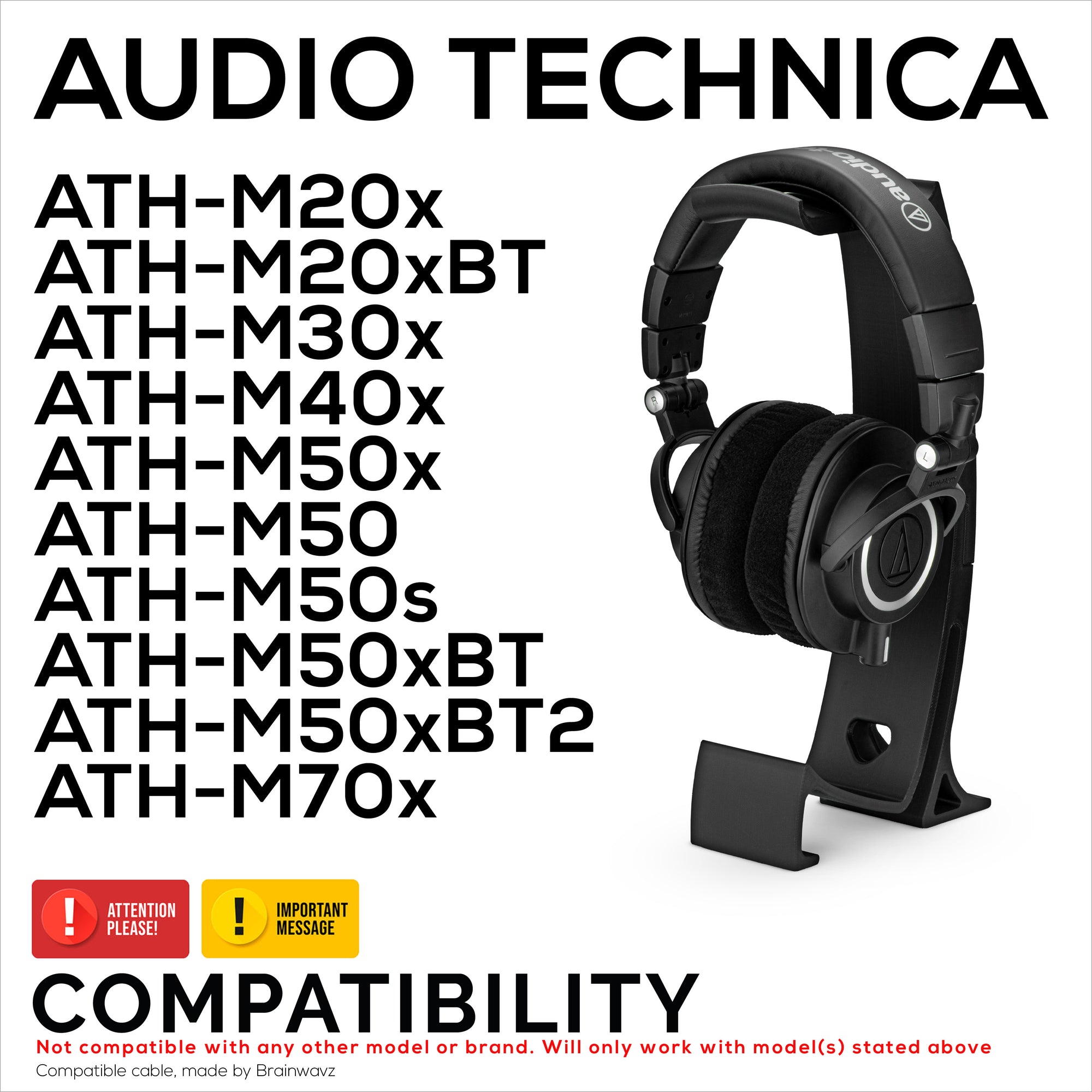 Replacement Velour Earpads for Audio Technica ATH-M50X, M50xBT, M50RD, M40X, M30X, M20X Headsets. Soft Velour &amp; Memory Foam for Extra Comfort