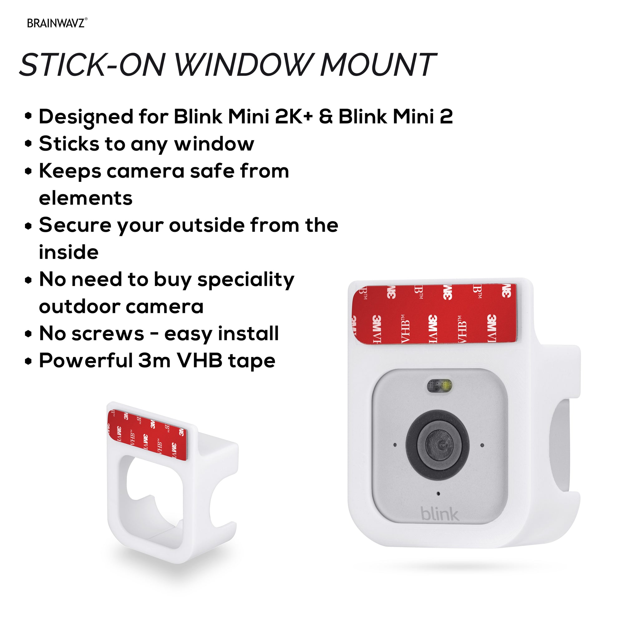Window Mount for Blink Mini 2k+ &amp; Blink Mini 2 Cameras - Easy To Install Holder &amp; Secure Attachment with 3M VHB